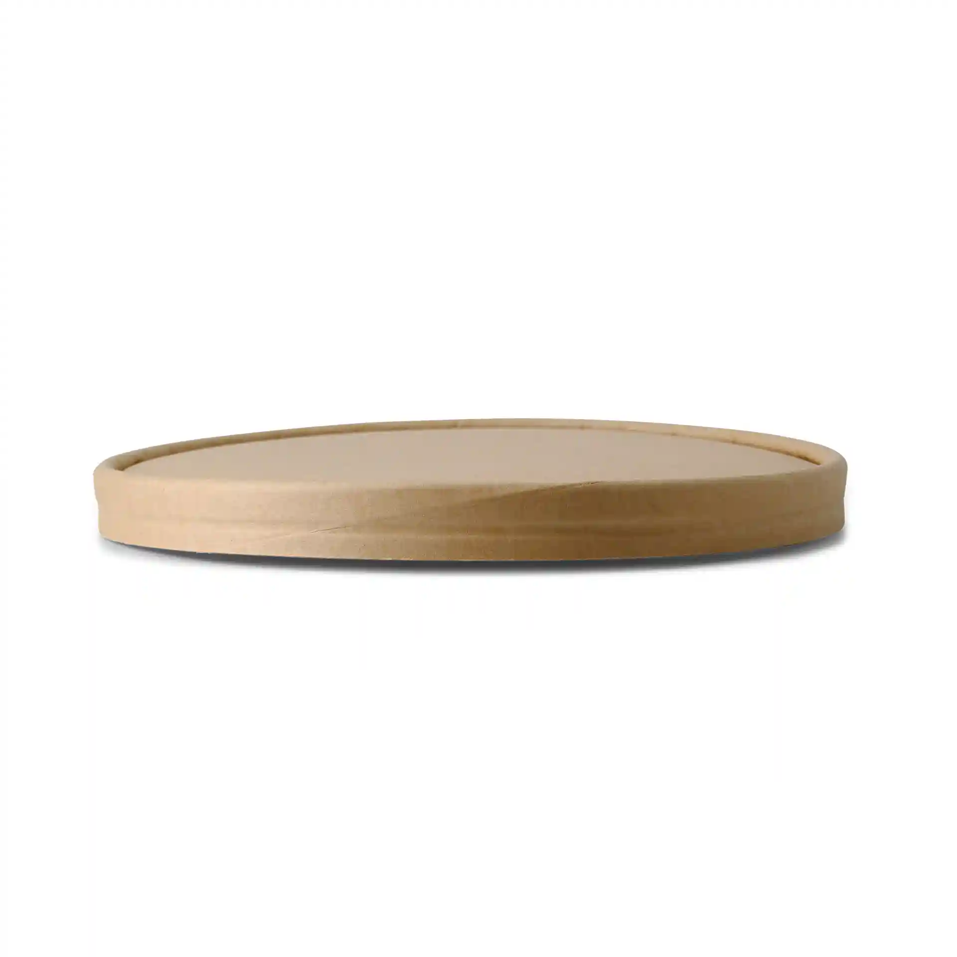 Round cardboard lid in brown, measuring 185 mm in diameter and 16 mm in height.