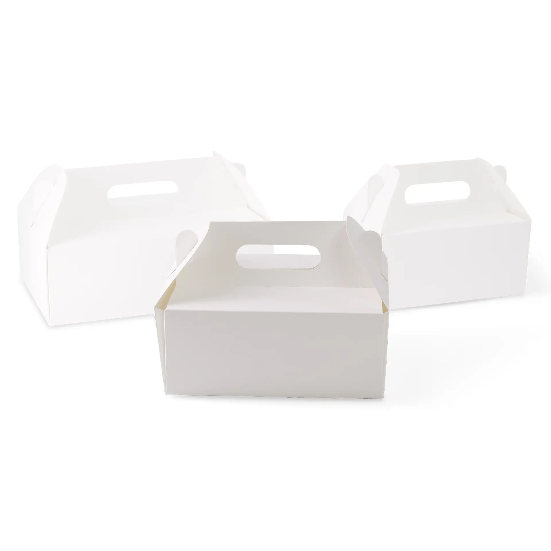Kuchenbox aus Pappe mit Griff M, 21 x 16 x 9 cm, weiß, faltbar