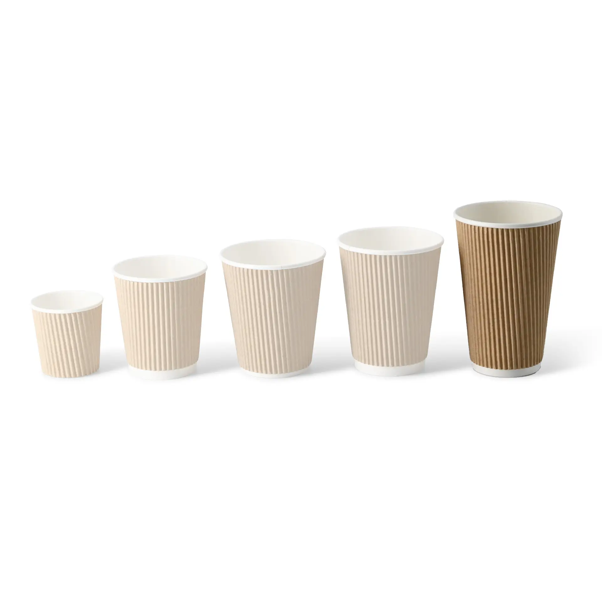 16 oz Take away coffee cups (coated) / Ripple cups, Ø 80 mm, brown, inner white con10027-01-0-riffelbecher-beschichtet-coffee-to-go-becher-400-ml-16-oz-90-mm-braun-innen-weiss-9