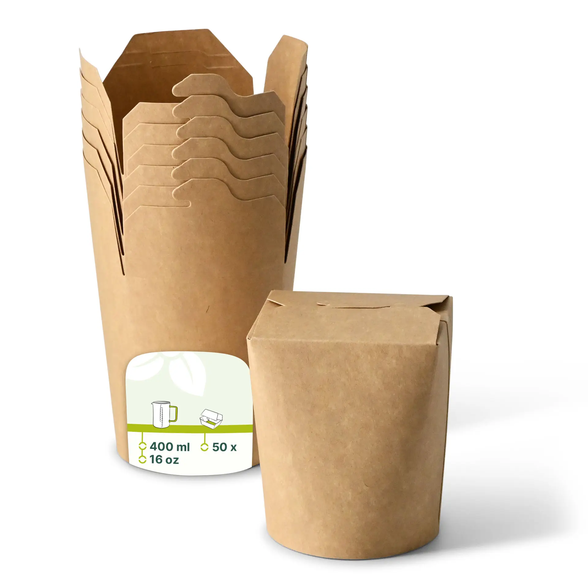 Nudelboxen / Asiaboxen aus Karton (bio-beschichtet) 400 ml, braun Nudelboxen / Asiaboxen aus Karton (bio-beschichtet) 400 ml, braun