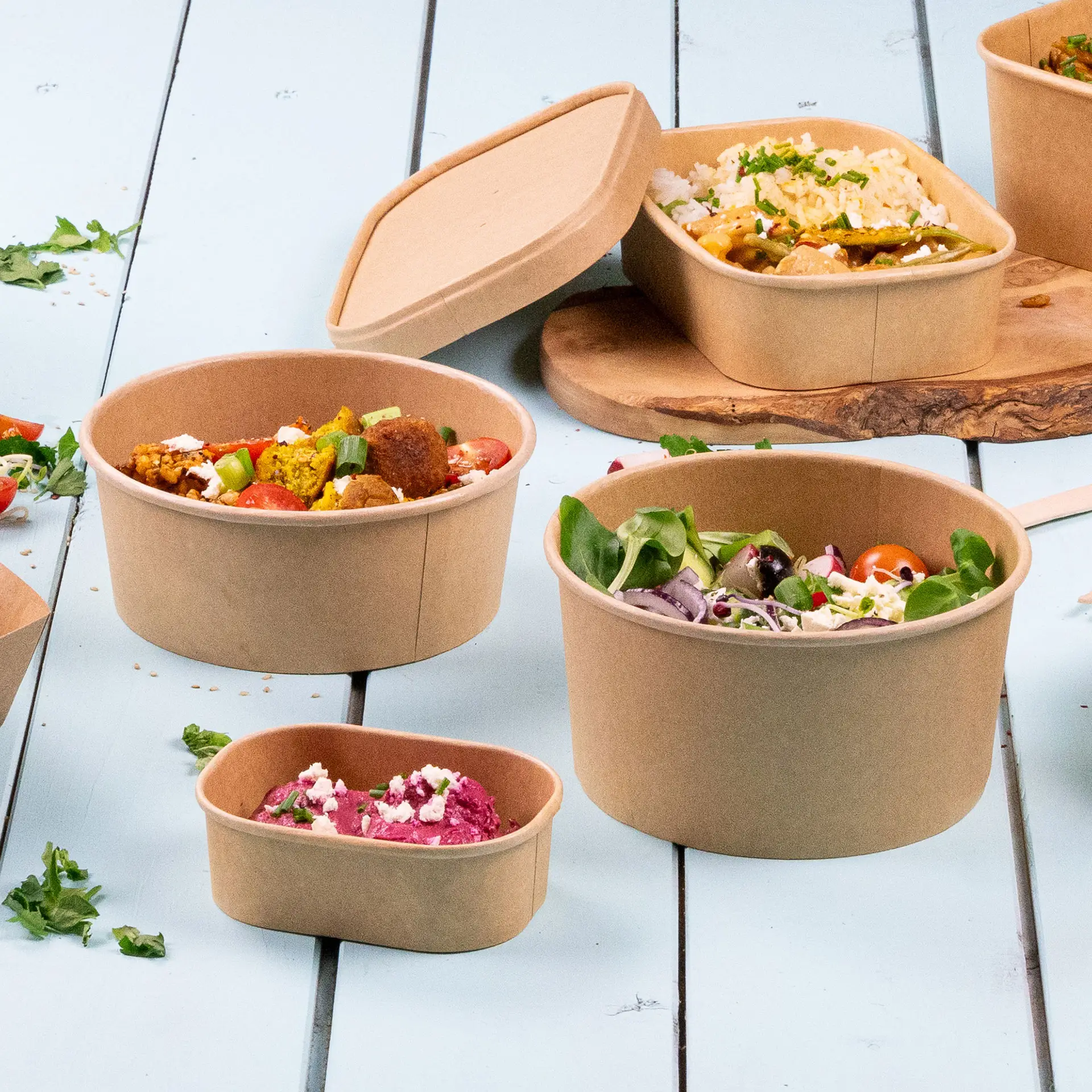 Paper-bowls (premium) 800 ml, Ø 150 mm, brown, round