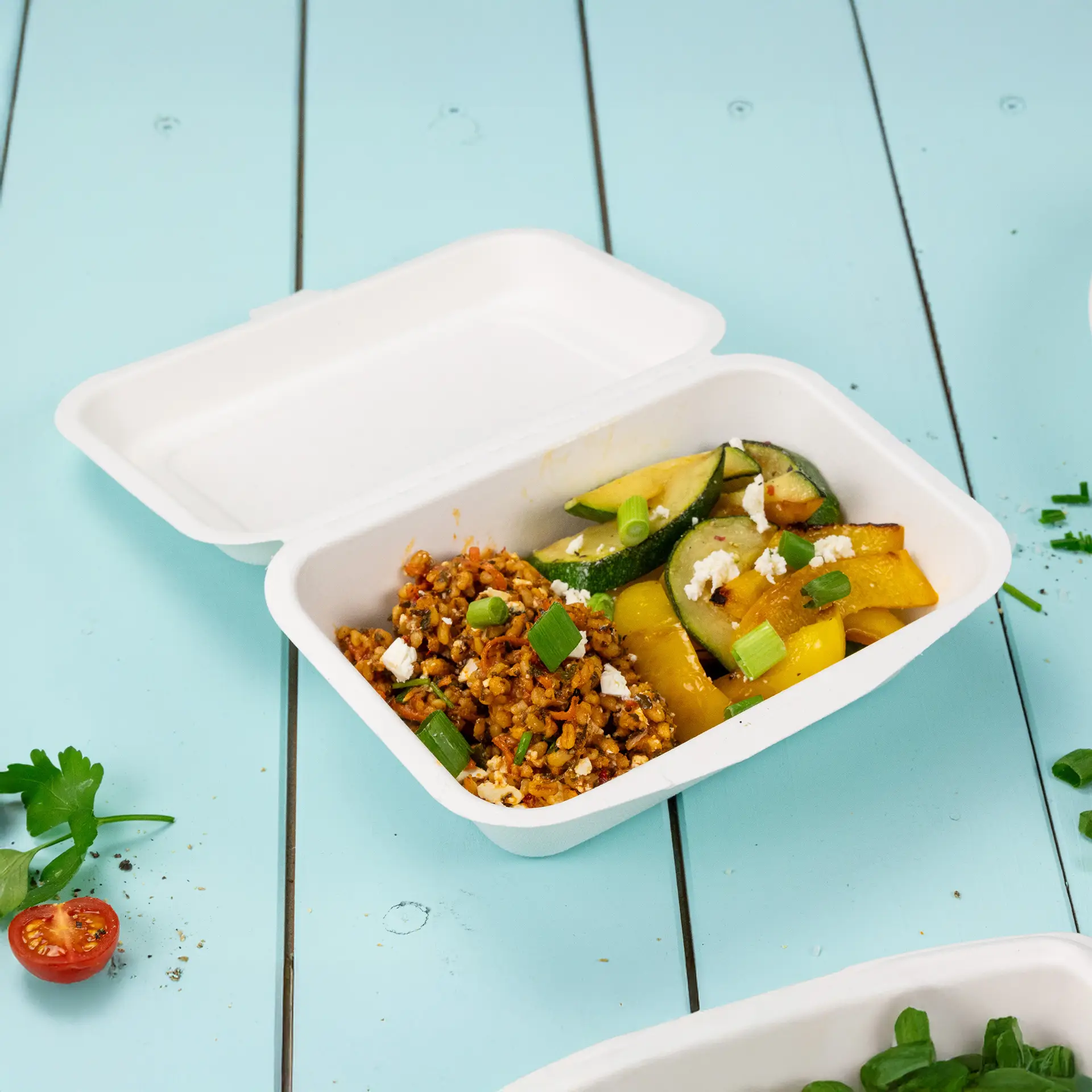 Sugarcane food containers 18.5 x 13 x 6.5 cm, hinged-lid, rectangular dfc01307-fast-food-behaelter-aus-zuckerrohr-185-x-13-x-65-cm-klappdeckel-rechteckig-7