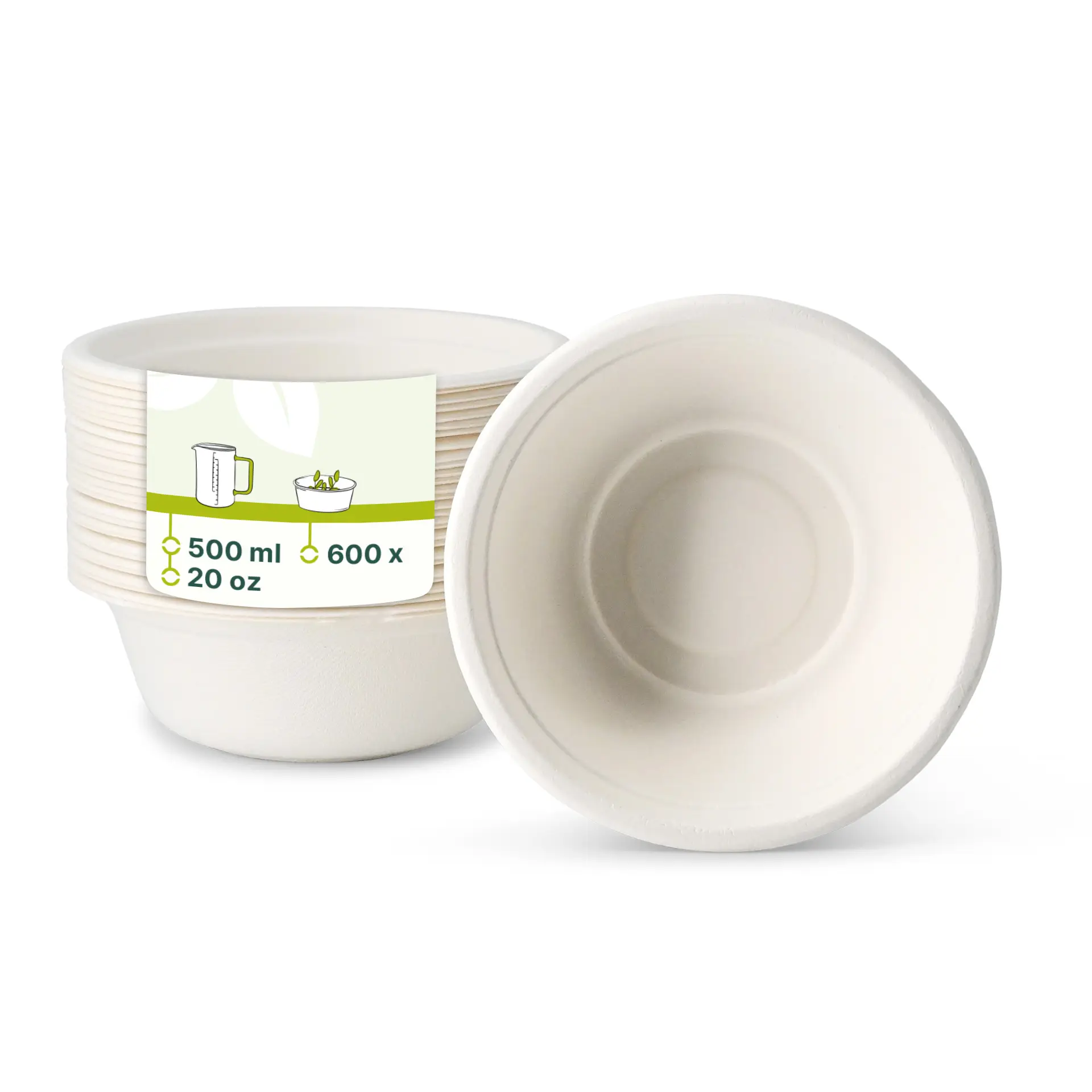 Sugarcane-bowls 500 ml, white, round Sugarcane-bowls 500 ml, white, round