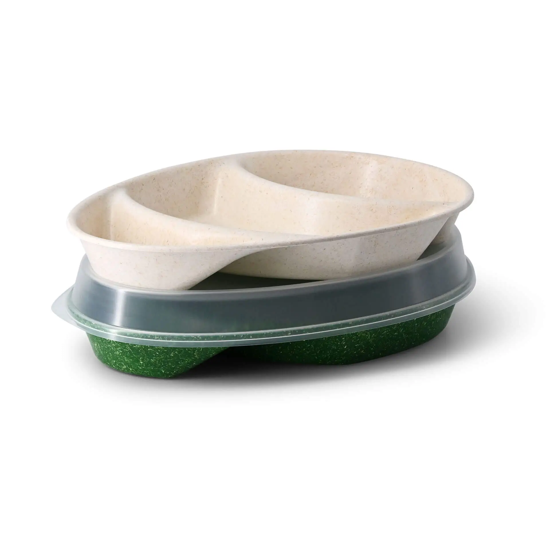 | 2 FOR 1 | Reusable menu-plates "merways Plate" 27,5 x 20 x 3,5 cm, 3 compartments, tear drop, cashew / creamy white