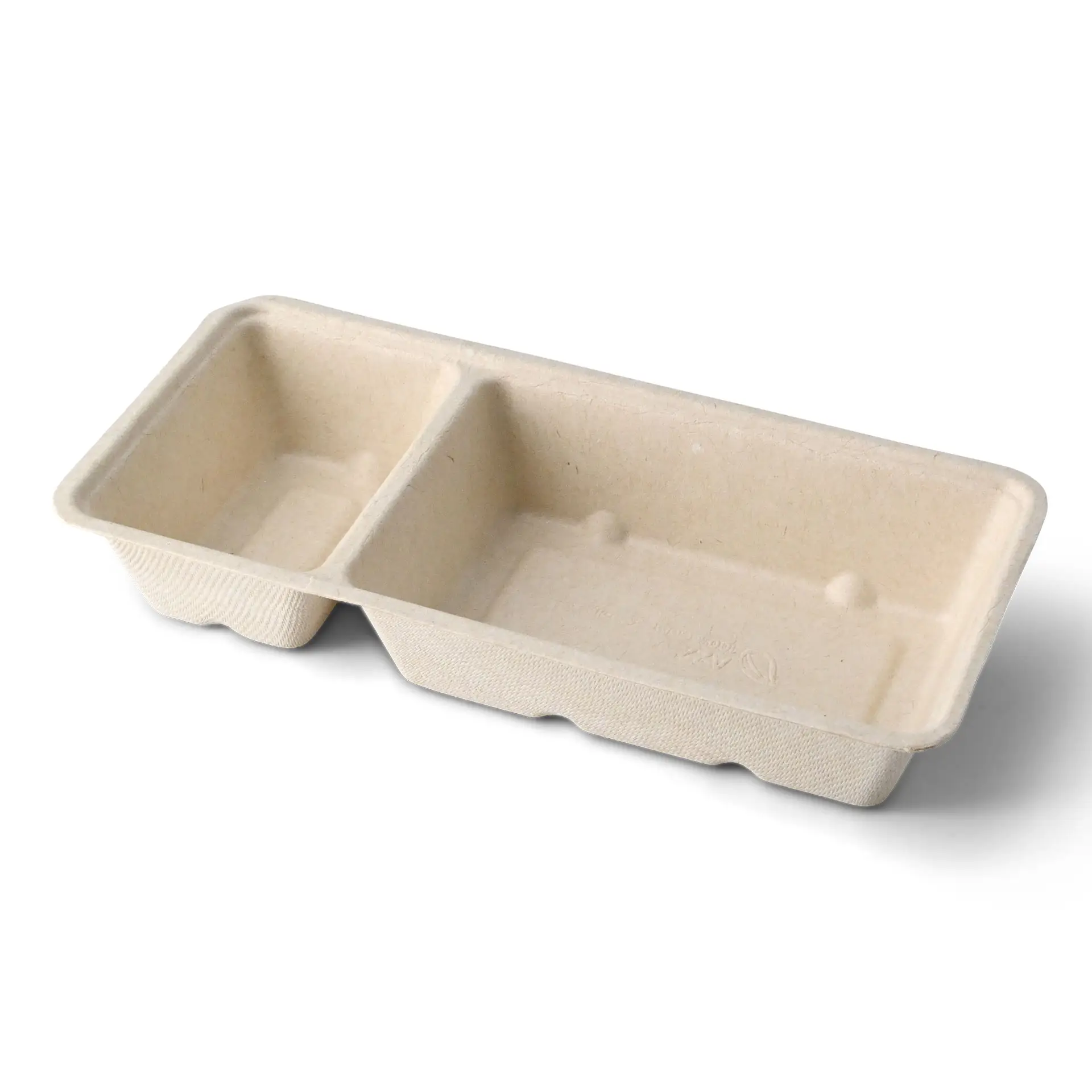 Bagasse chip tray, 2 compartments, 9.5 x 20 x 3.5 cm dtw012331-pommes-schale-aus-zuckerrohr-2-kammern-95-x-20-x-35-cm-1