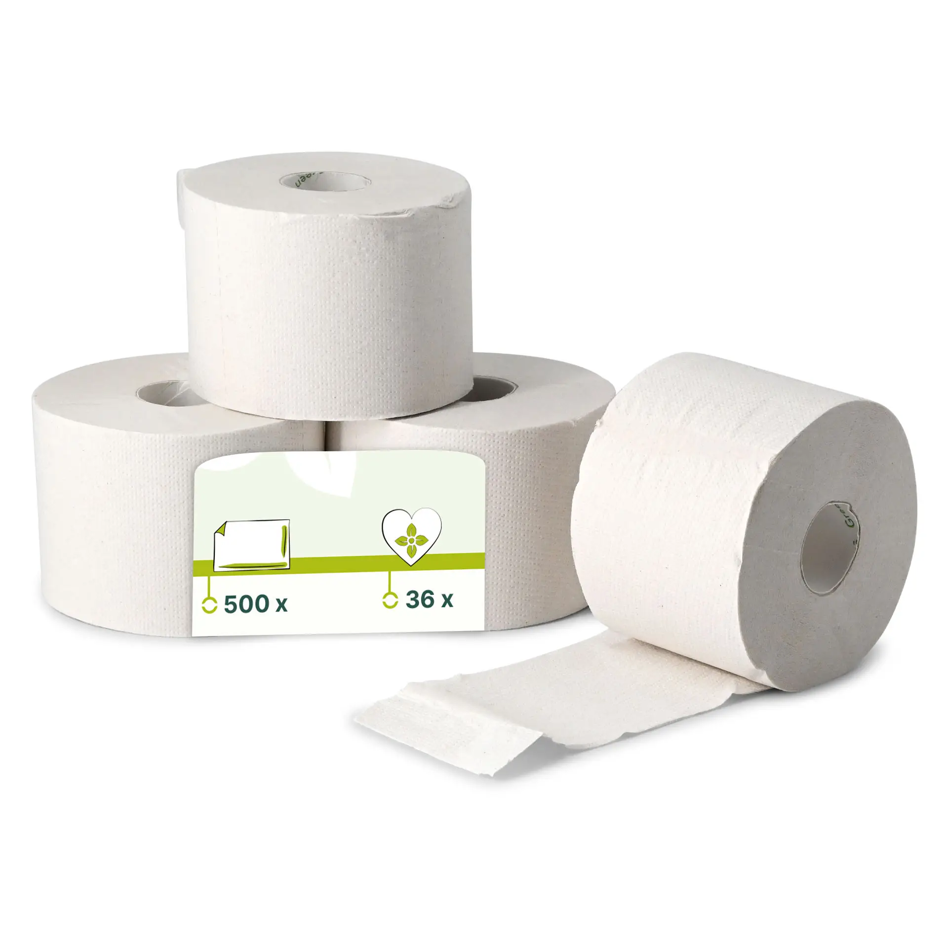 rPaper toilet paper rolls, 2-ply, 500 sheets