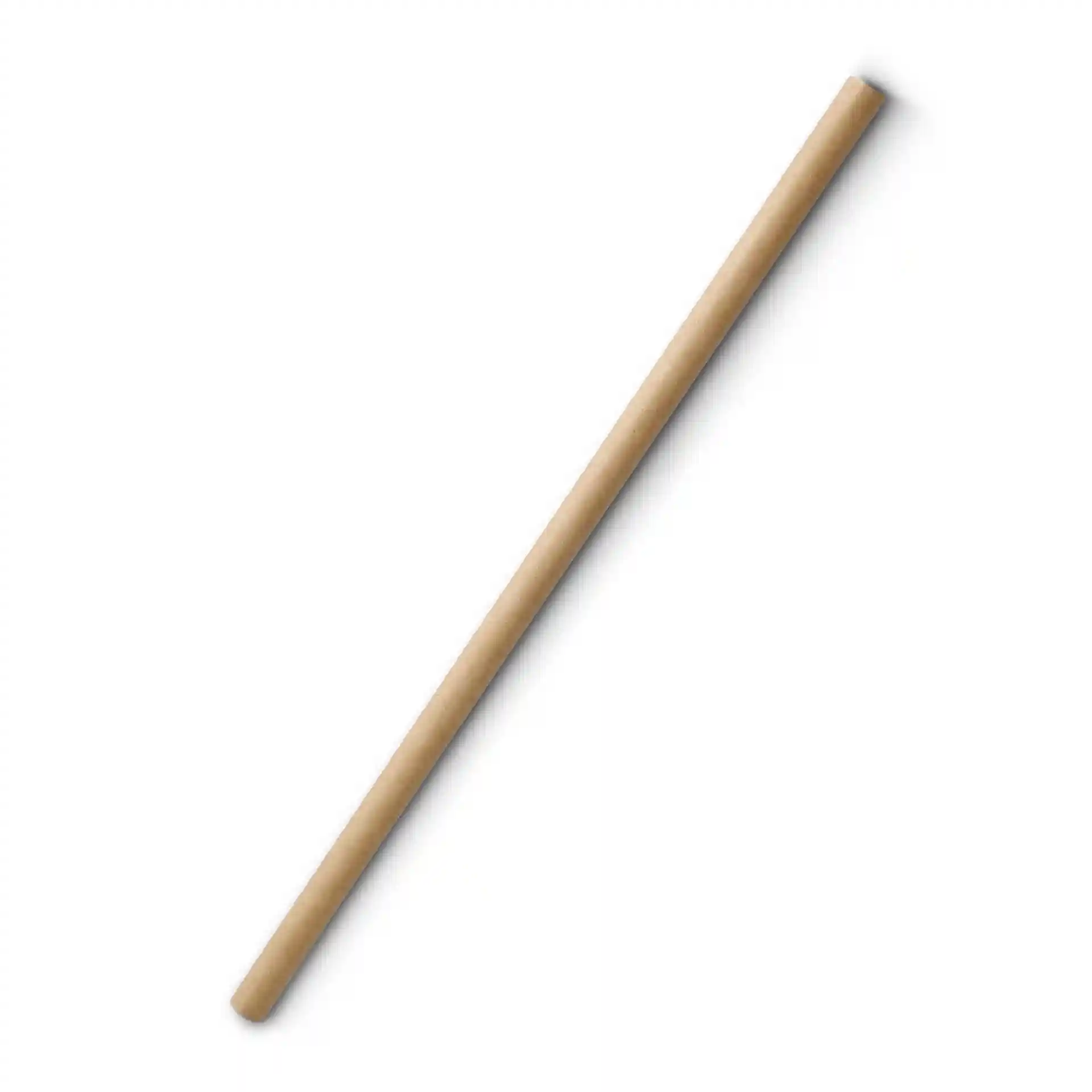 Brown paper straw, 23 cm long and 0.8 cm in diameter, shown on a white background.