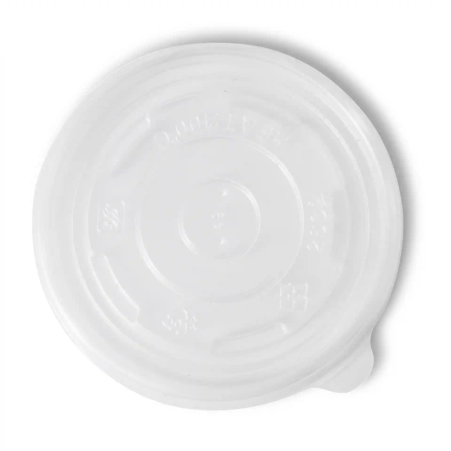 Transparent round polypropylene lid with a diameter of 90 mm, designed for universal cups.