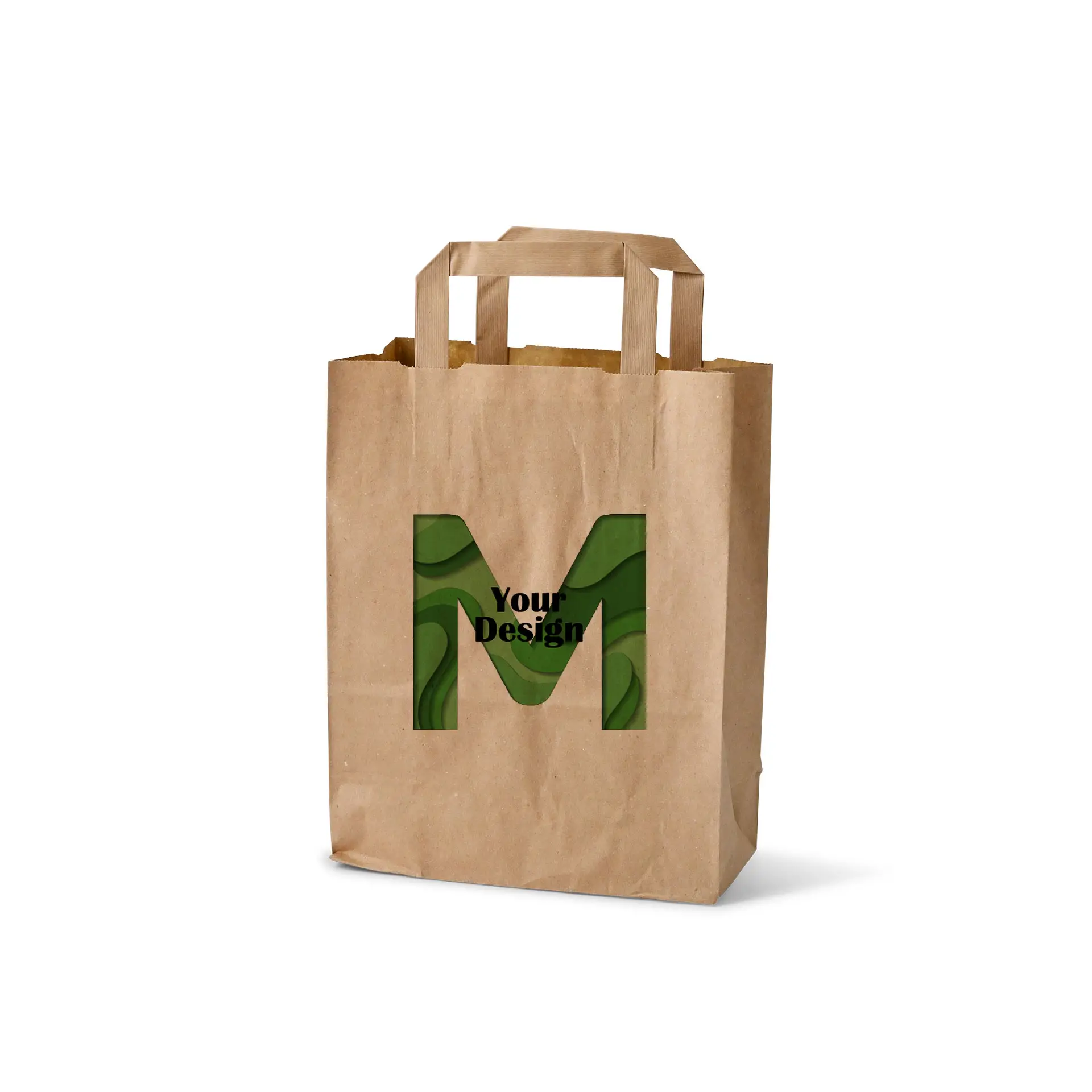 Papiertragetaschen bedrucken, M - 22 x 10 x 28 cm, braun