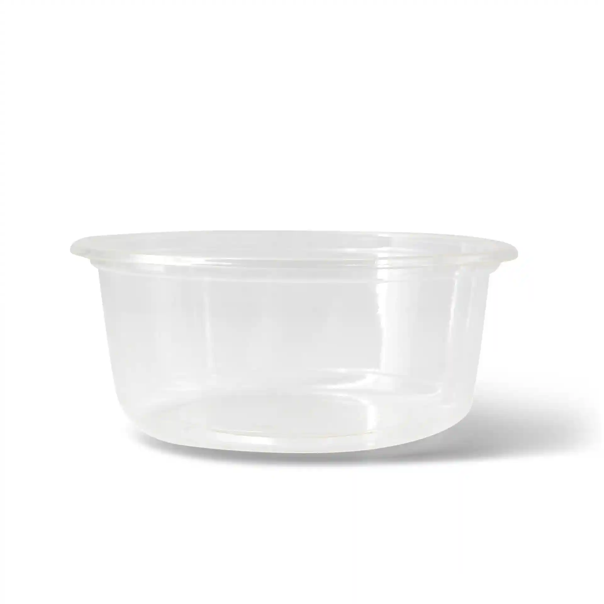 Transparenter runder Deli-Behälter mit 360 ml Fassungsvermögen, 121 mm Durchmesser und 50 mm Höhe.