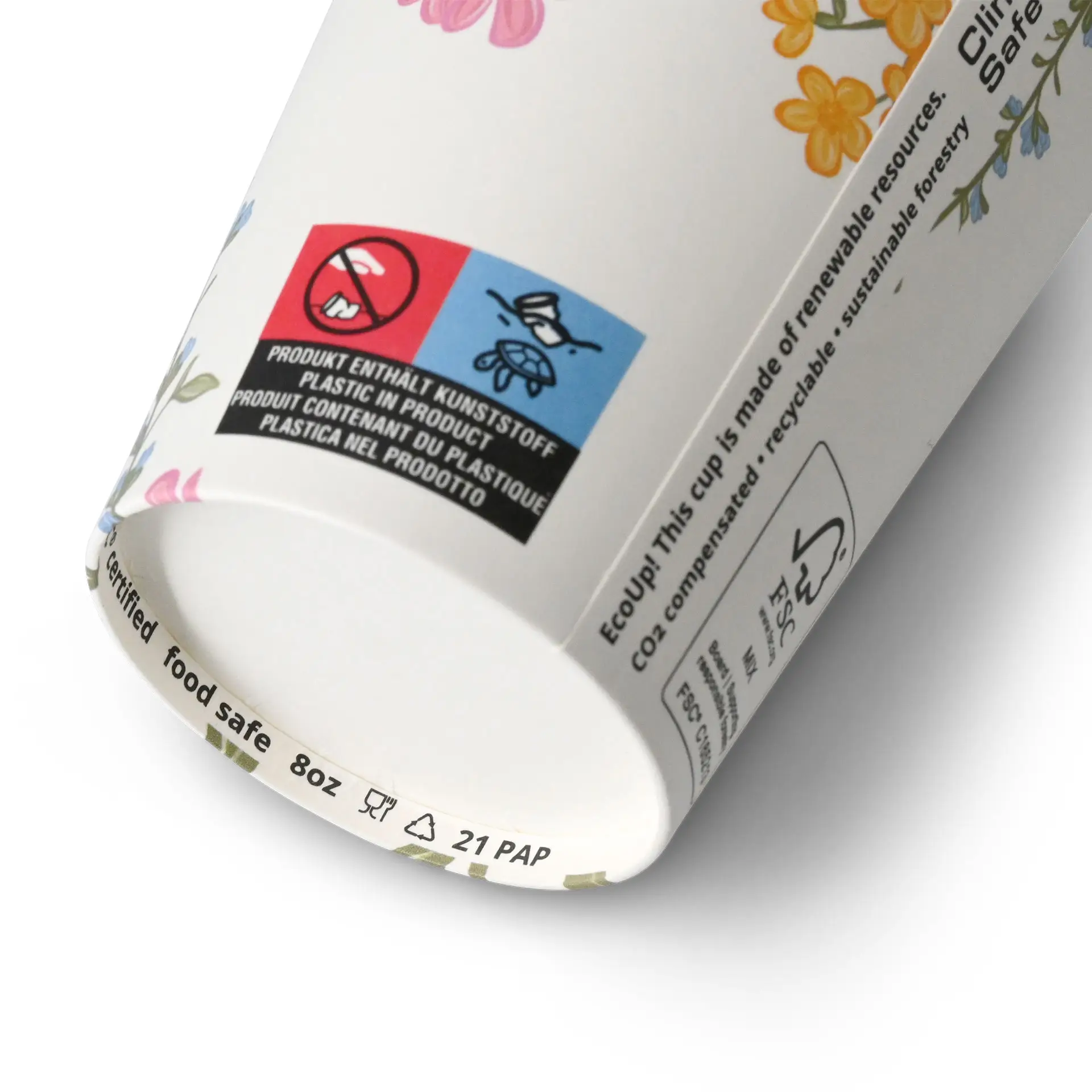 8 oz Paper cup printed with "Spring" (coated), Ø 80 mm, white