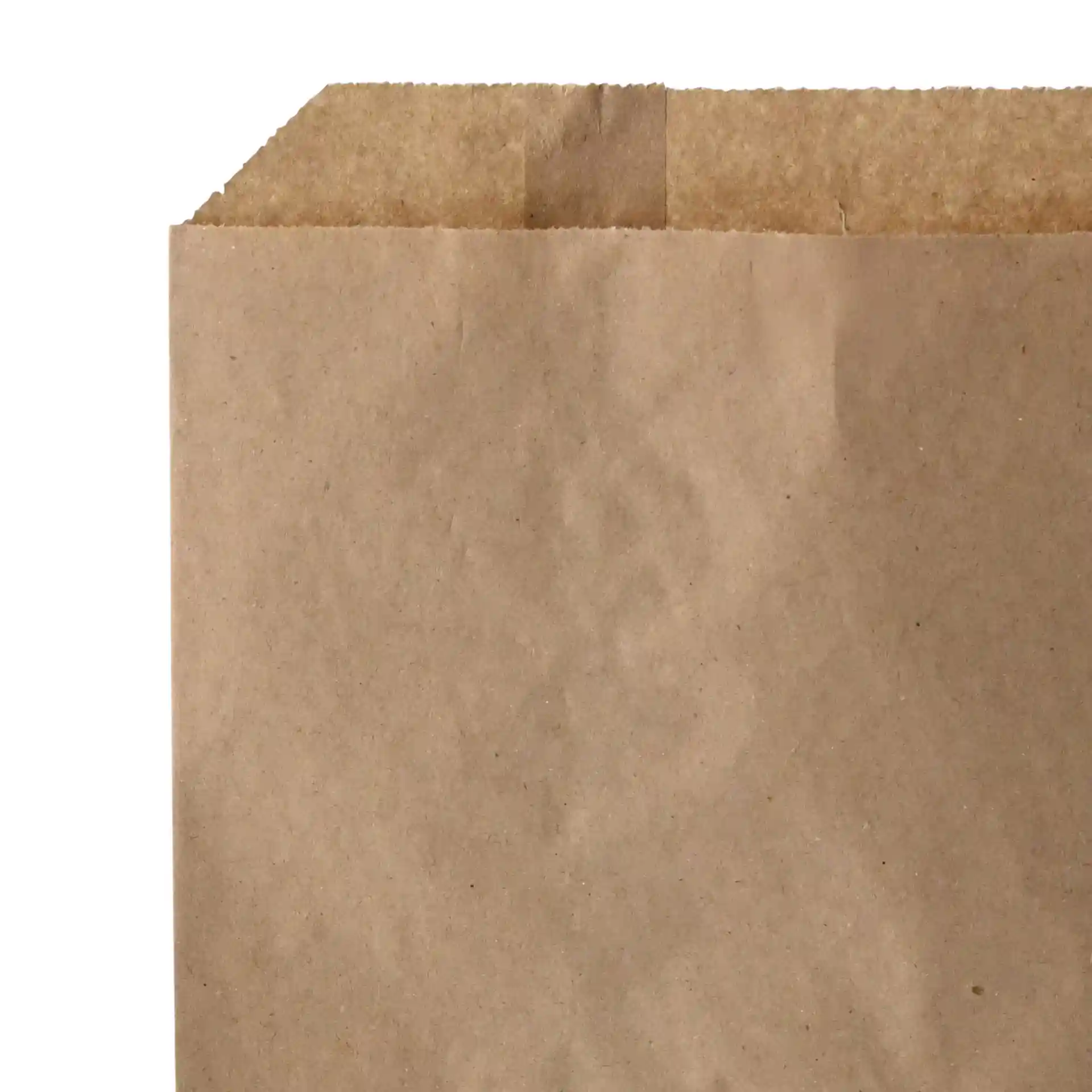 Braune Kraftpapier-Flachbeutel, 17 x 17 cm, mit gefaltetem oberen Rand und ohne Beschichtung oder Sichtfenster.