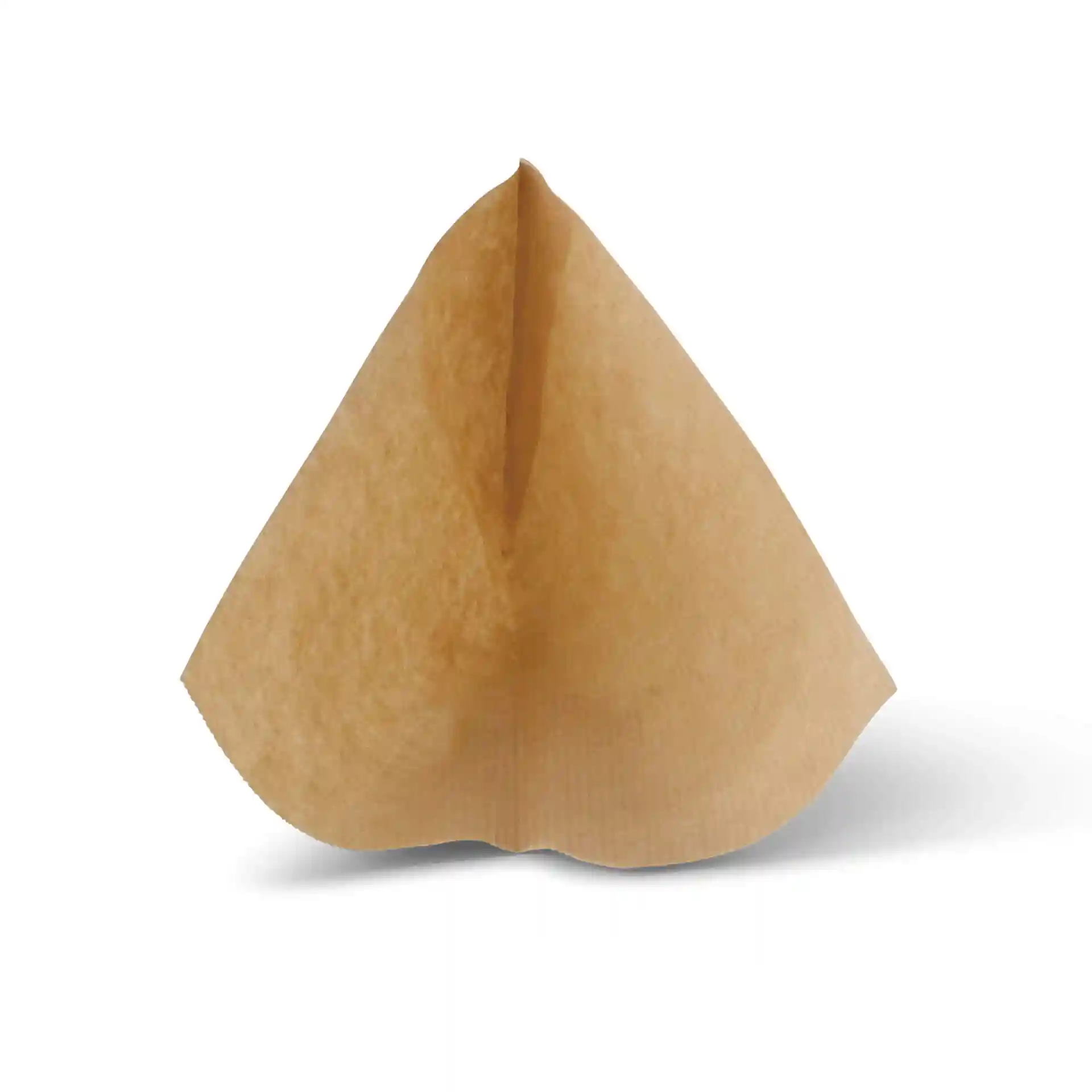 Brown food wrapping paper shaped like a triangle, measuring 8 x 20.5 cm, with a smooth texture.