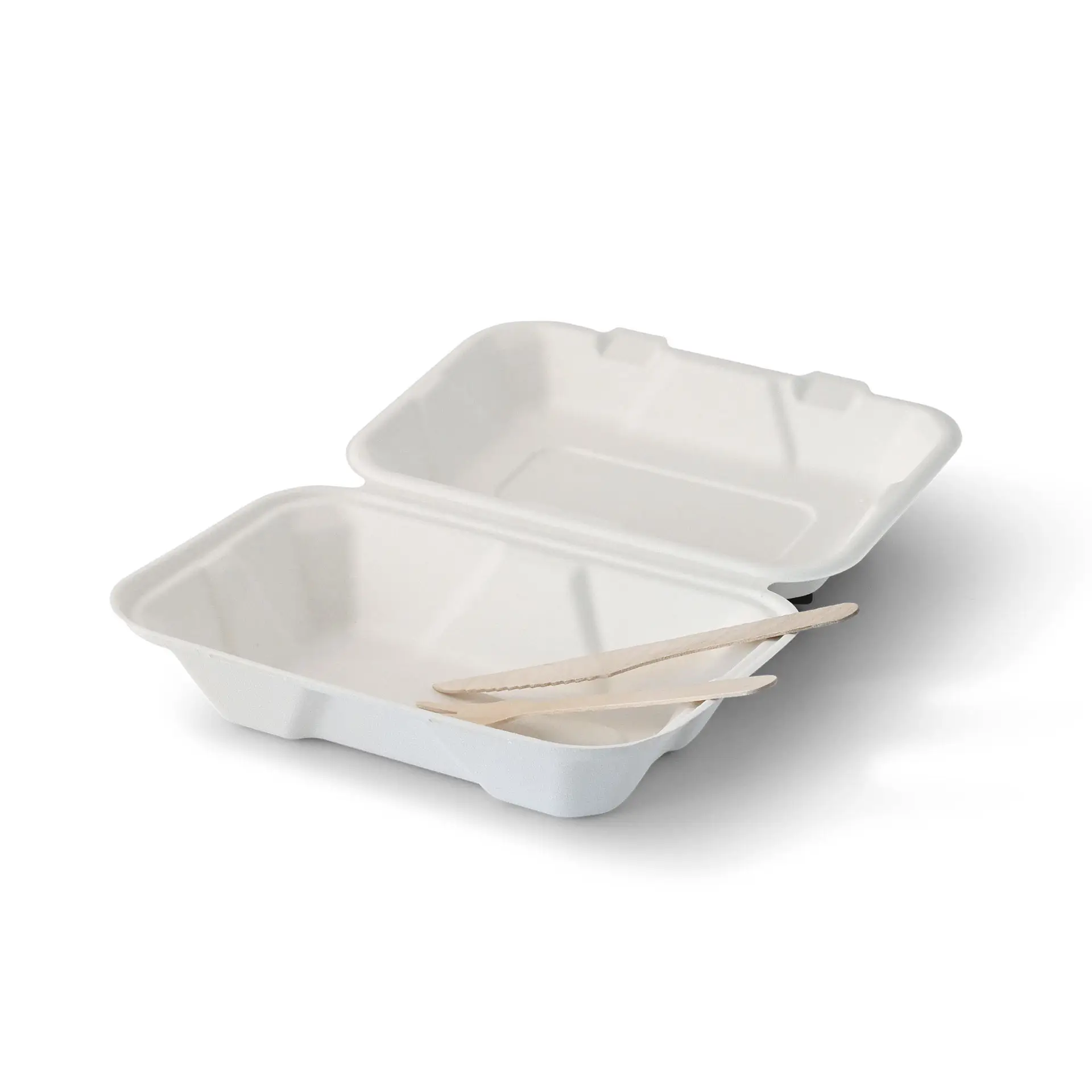 Take-away Boxen aus Zuckerrohr 23 x 15,5 x 7,5 cm, rechteckig Take-away Boxen aus Zuckerrohr 23 x 15,5 x 7,5 cm, rechteckig