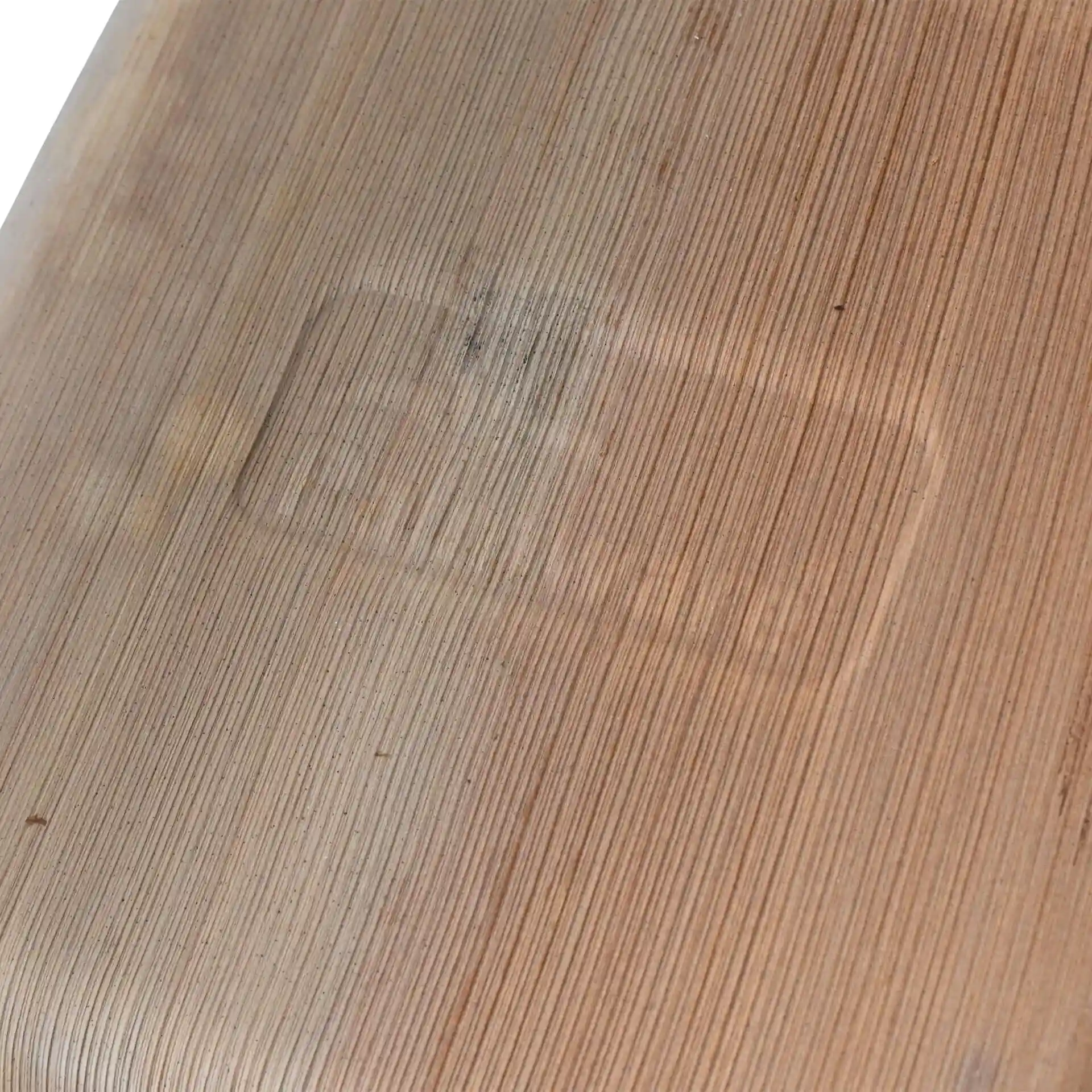 Close-up of a palm leaf surface showing fine grain texture and a faint rectangular imprint.