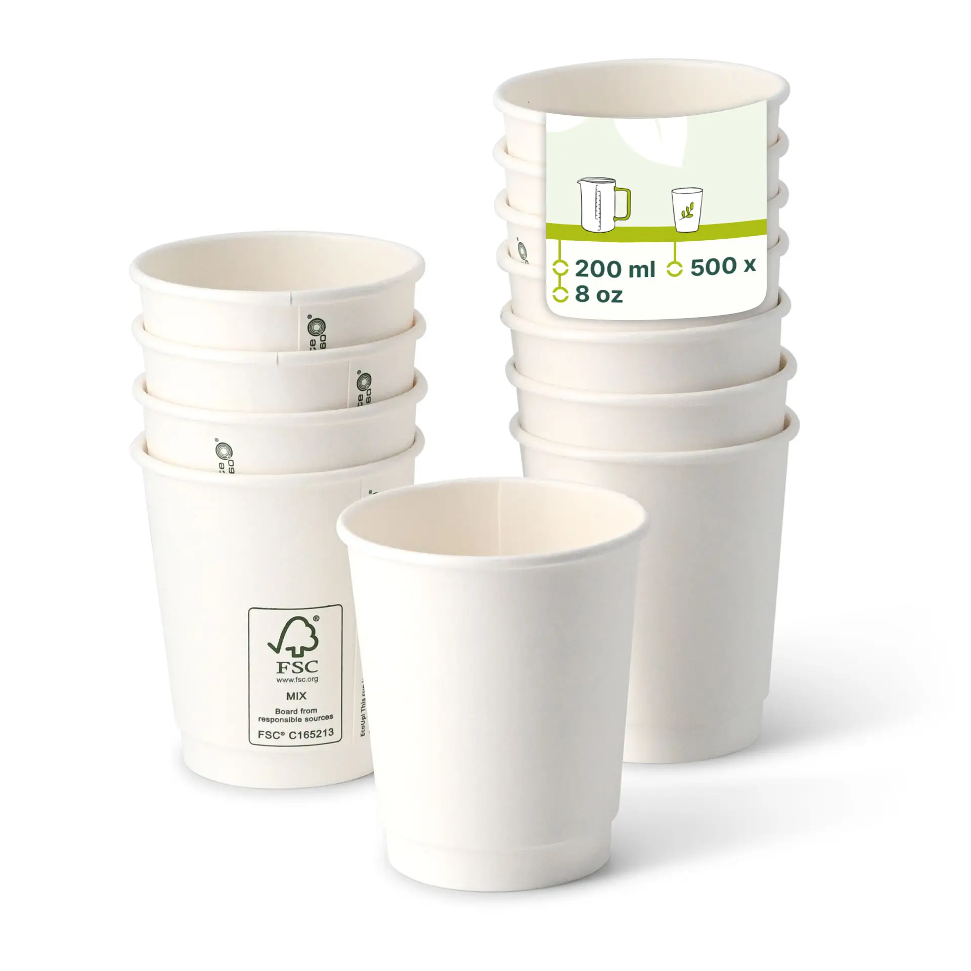 8 oz Takeaway coffee cups double wall, Ø 80 mm, white