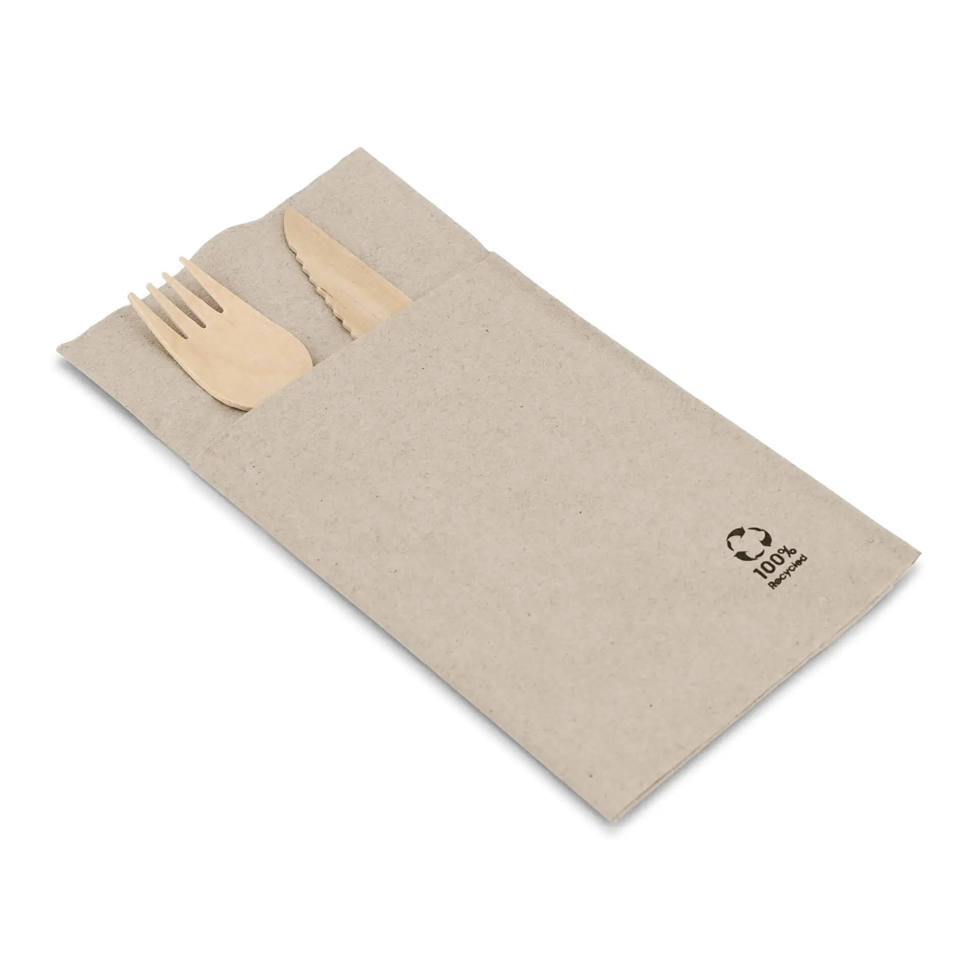 Cutlery pouches recycled paper 10 x 19.5 cm, 2-ply, unbleached