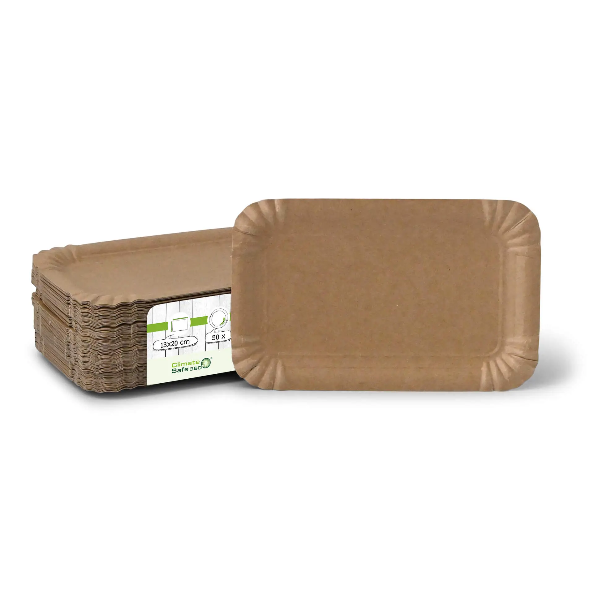 Paper plates 13 x 20 cm, kraft, rectangular Paper plates 13 x 20 cm, kraft, rectangular