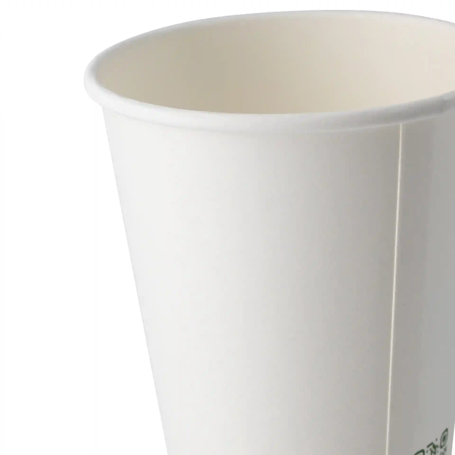 Weißer Becher mit einfacher Wand, 400 ml Fassungsvermögen und einem Durchmesser von 90 mm.