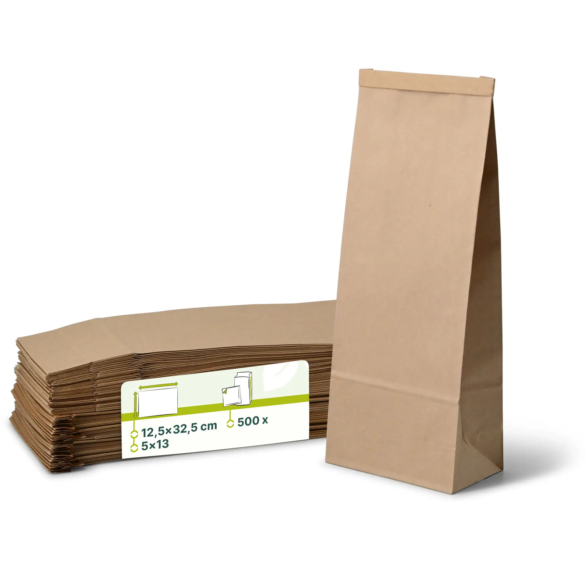 Blockbeutel L, 12,5 x 7,5 x 32,5 cm, PP-Folie, braun, Clipband, Kraftpapier Blockbeutel L, 12,5 x 7,5 x 32,5 cm, PP-Folie, braun, Clipband, Kraftpapier