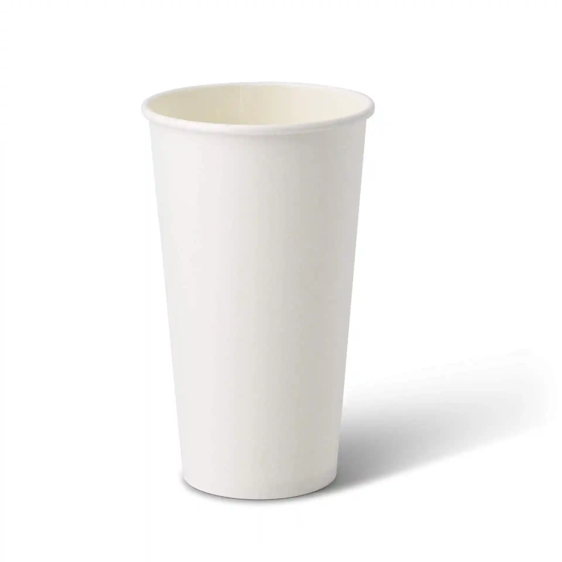 White paper cup with a round shape, 20 oz capacity, and a height of 150 mm.