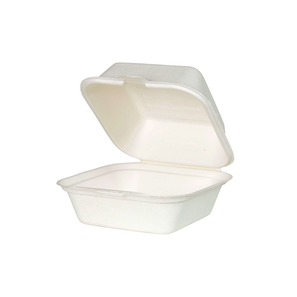 Zuckerrohr-Burger-Boxen 14,3 x 15 x 8,2 cm, quadratisch