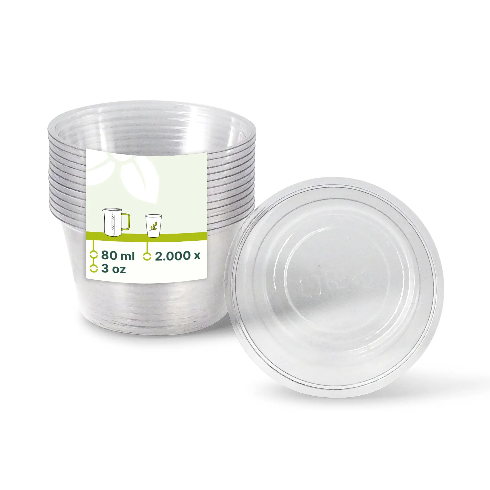 Portionsbecher aus PLA 80 ml, Ø 70 mm, klar
