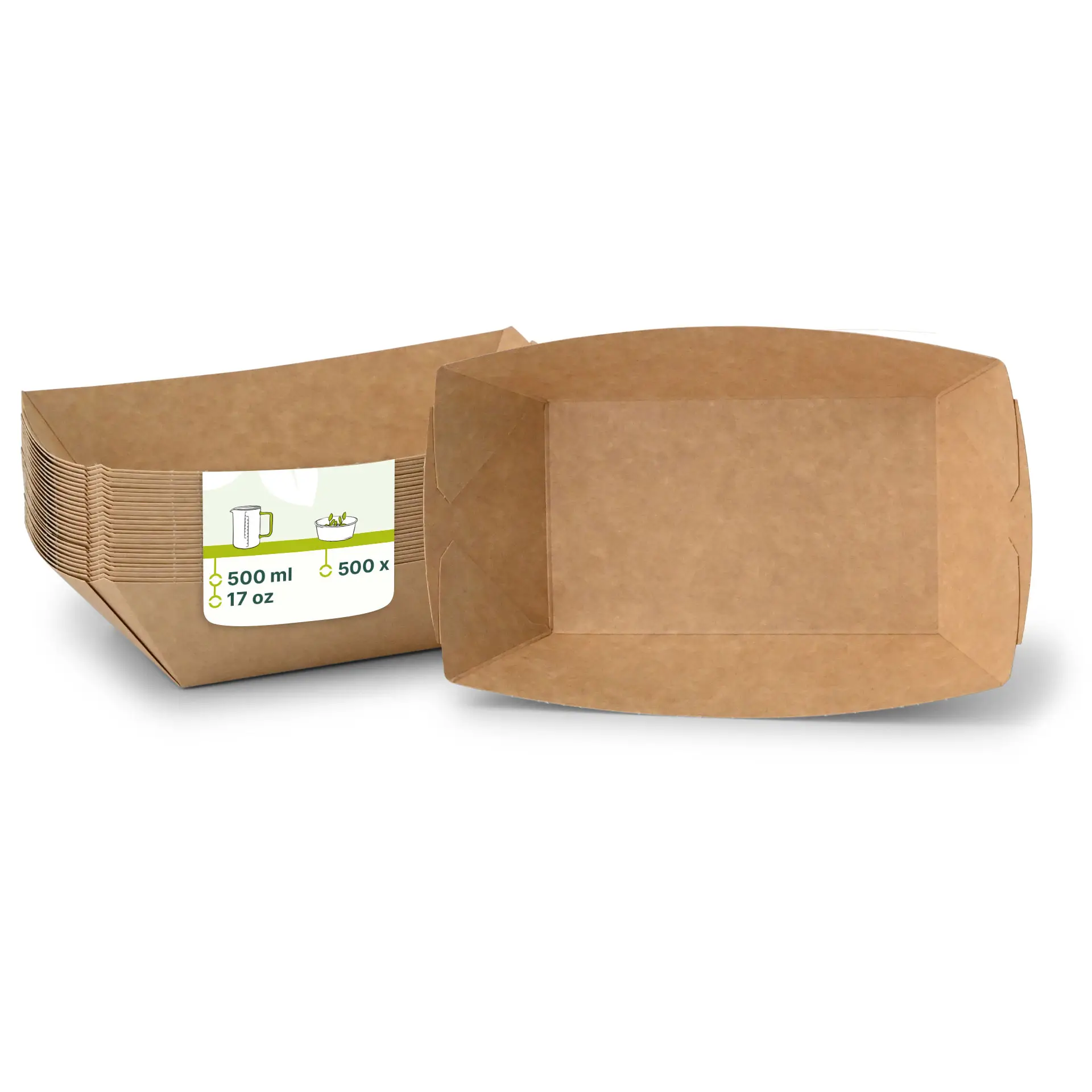 Cardboard snack bowl 500 ml, 21.5 x 16 x 5 cm, brown
