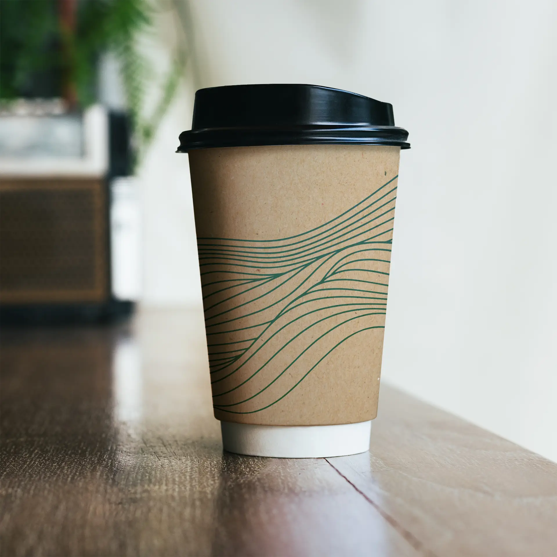 Custom Printed Paper Cups (Double-Walled) 400 ml / 16 oz, double-walled, brown / white, matt, PE coating