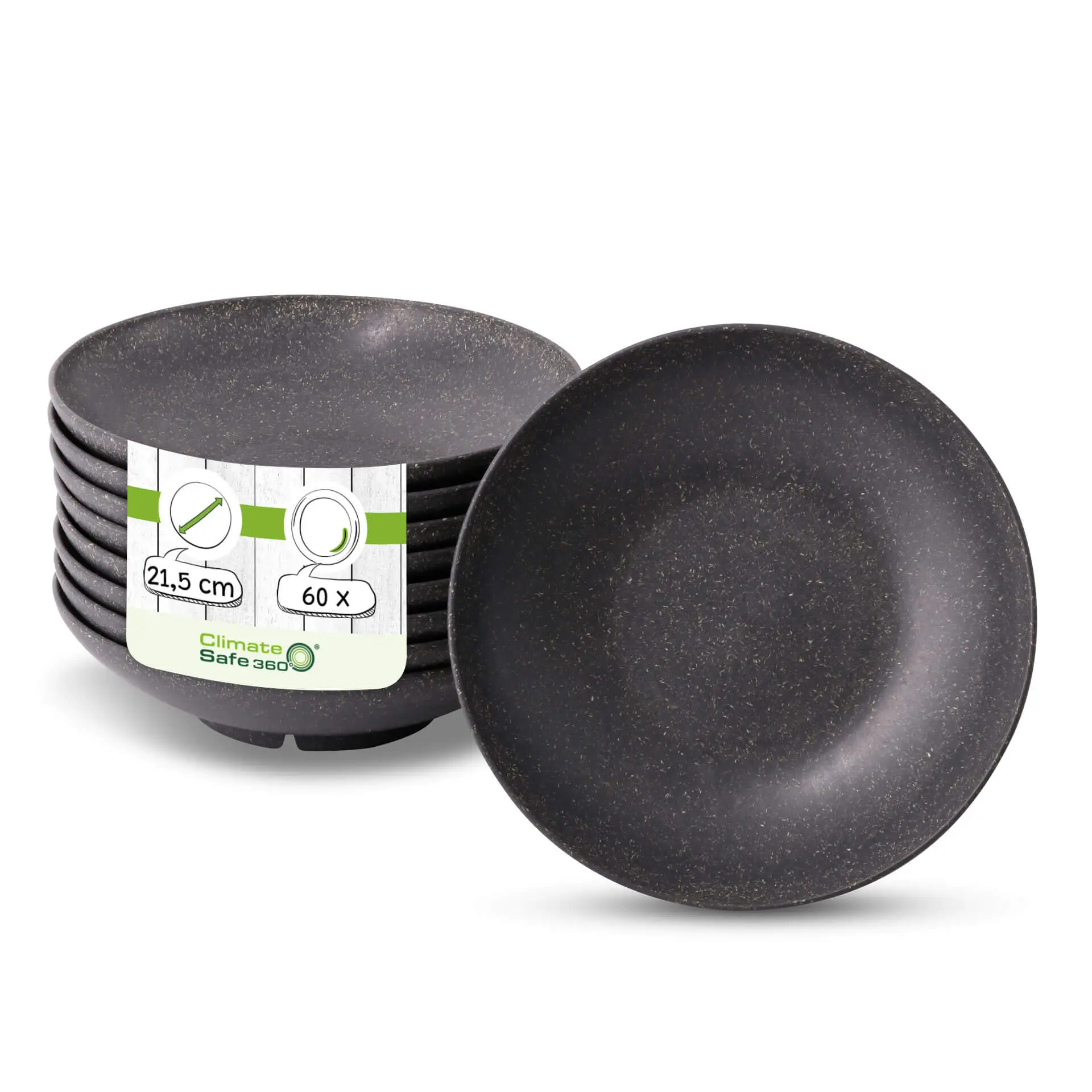 Reusable plates "merways Plate" Ø 21.5 cm, deep, round, pepper / grey dtw00862-mehrwegteller-merways-plate-215-cm-tief-rund-pfeffer-grau