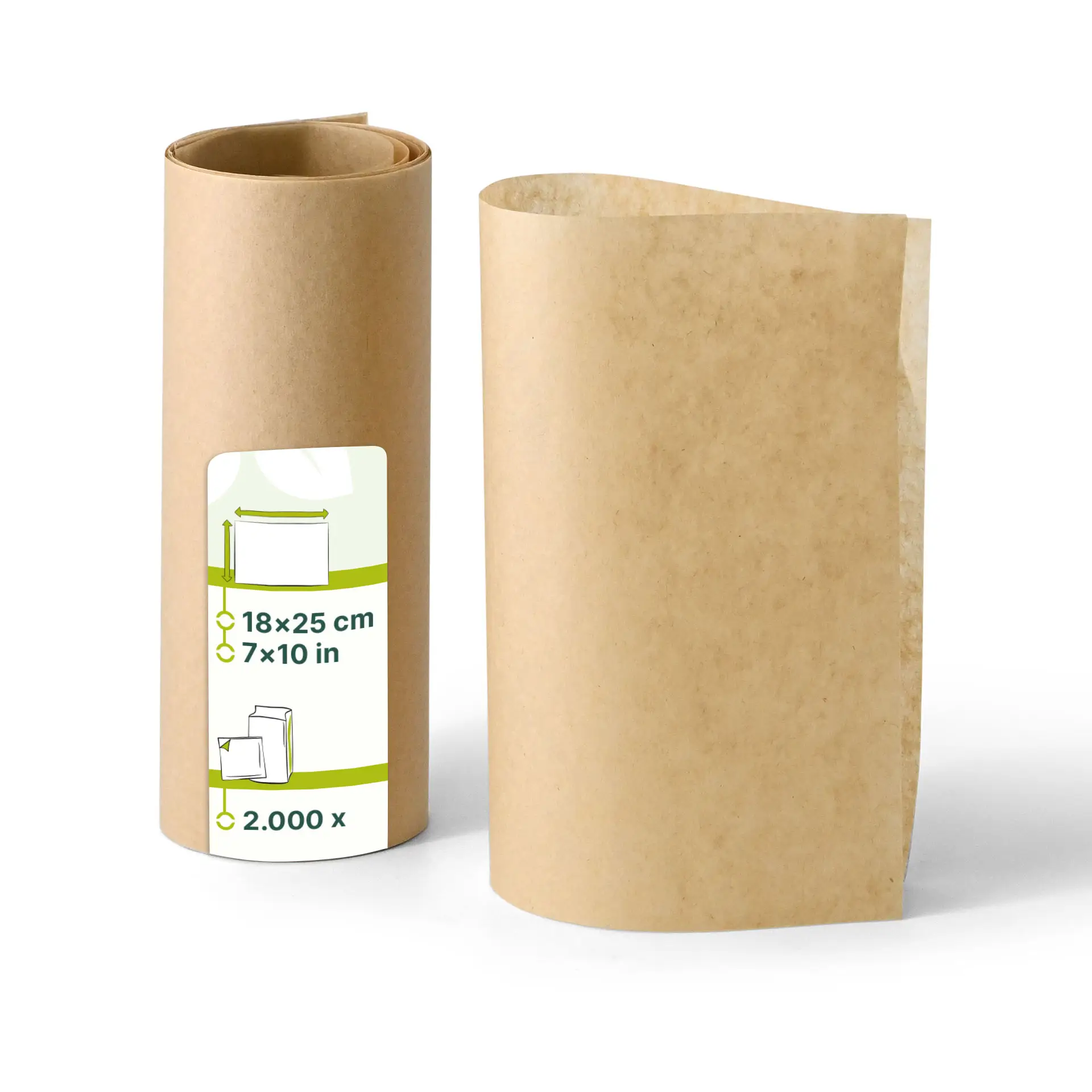 Braunes, fettdichtes Geschenkpapier, vorgechnitten auf 18 x 25 cm, geeignet für heiße, kalte und fette Speisen.