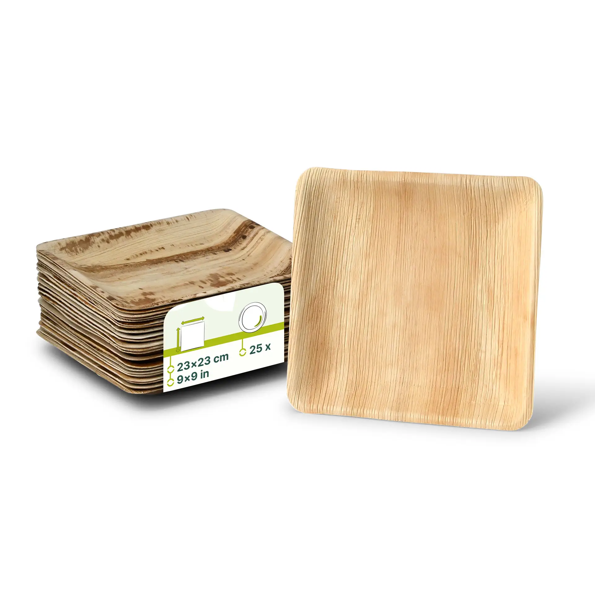 Palmblatt Teller "Palmware®" 23 x 23 cm, quadratisch Palmblatt Teller "Palmware®" 23 x 23 cm, quadratisch