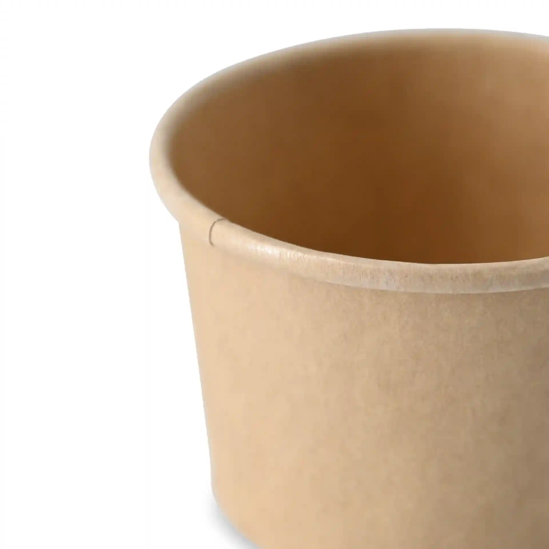 Brown paper portion cup with a diameter of 62 mm and height of 40 mm, featuring a smooth rim and eco-friendly coating.