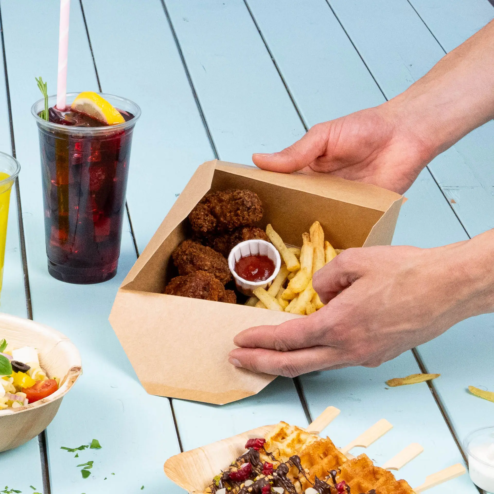 Take-away Boxen (beschichtet) 1200 ml, braun