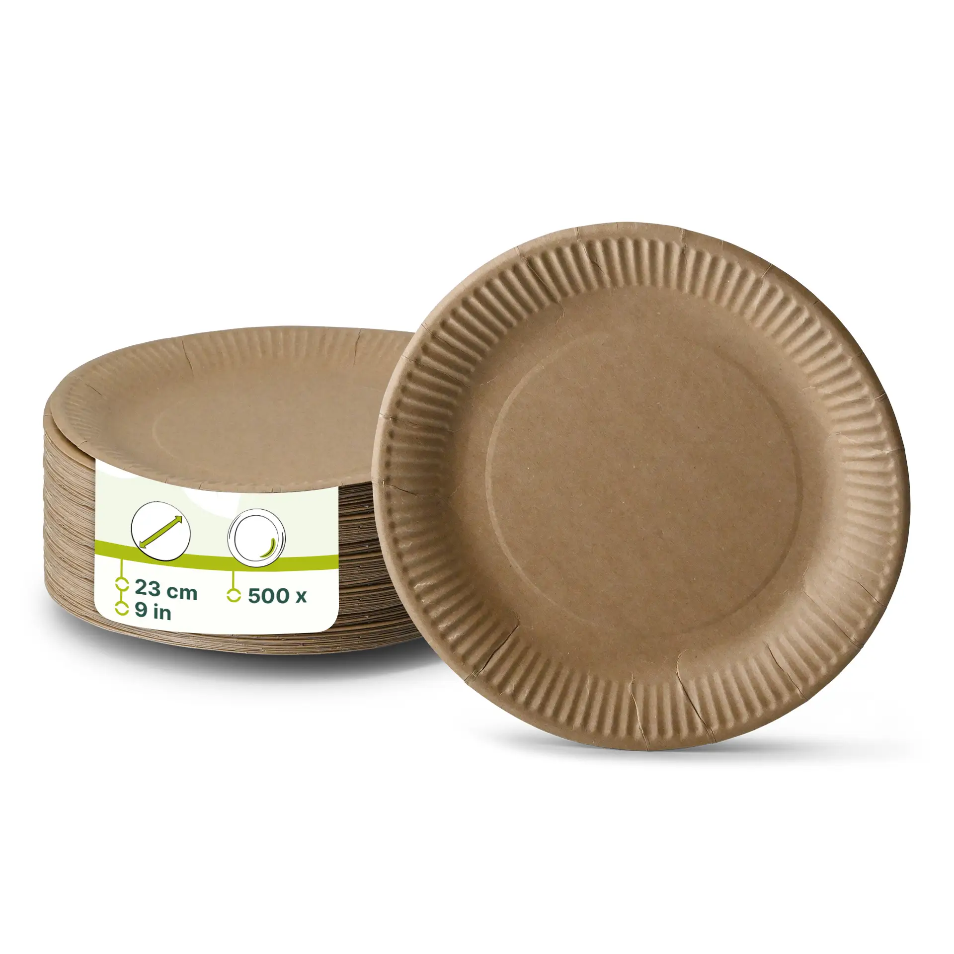 Pappteller Ø 23 cm, braun, rund Pappteller Ø 23 cm, braun, rund