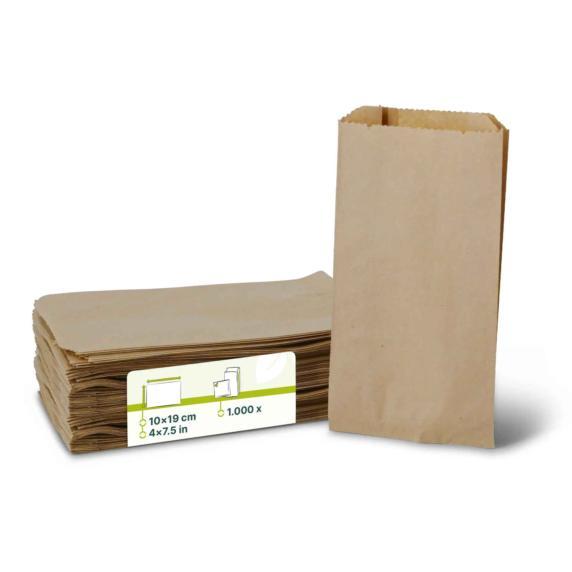 Flachbeutel aus Papier 10 x 5 x 19 cm, braun Flachbeutel aus Papier 10 x 5 x 19 cm, braun