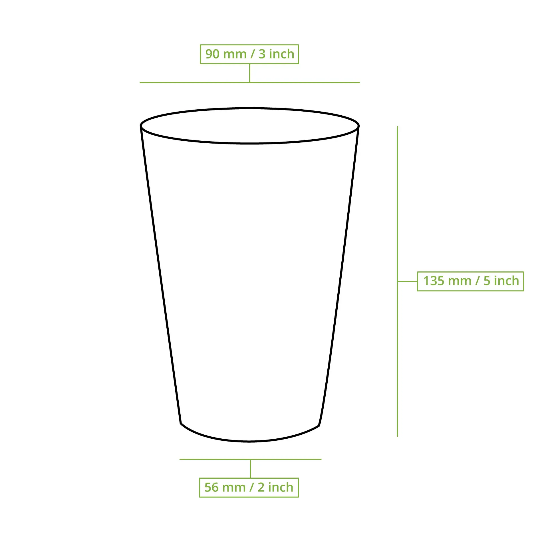 Pappbecher 400 ml / 16 oz, Ø 90 mm, einwandig, braun, PLA-beschichtet