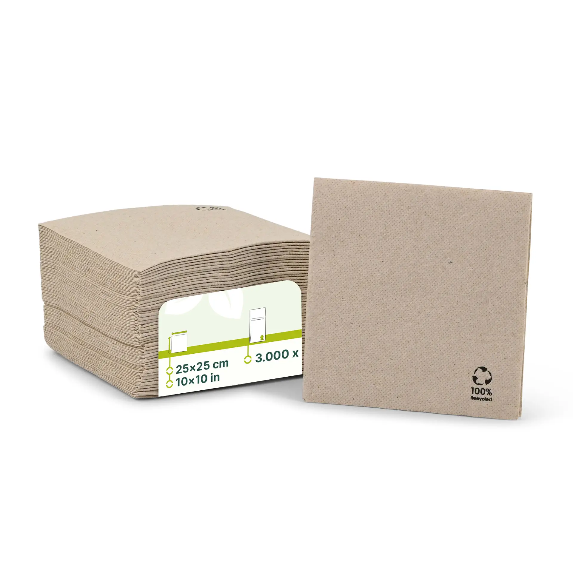 Recycled paper napkins (Premium) 25 x 25 cm, 2-ply, 1/4 fold Recycled paper napkins (Premium) 25 x 25 cm, 2-ply, 1/4 fold