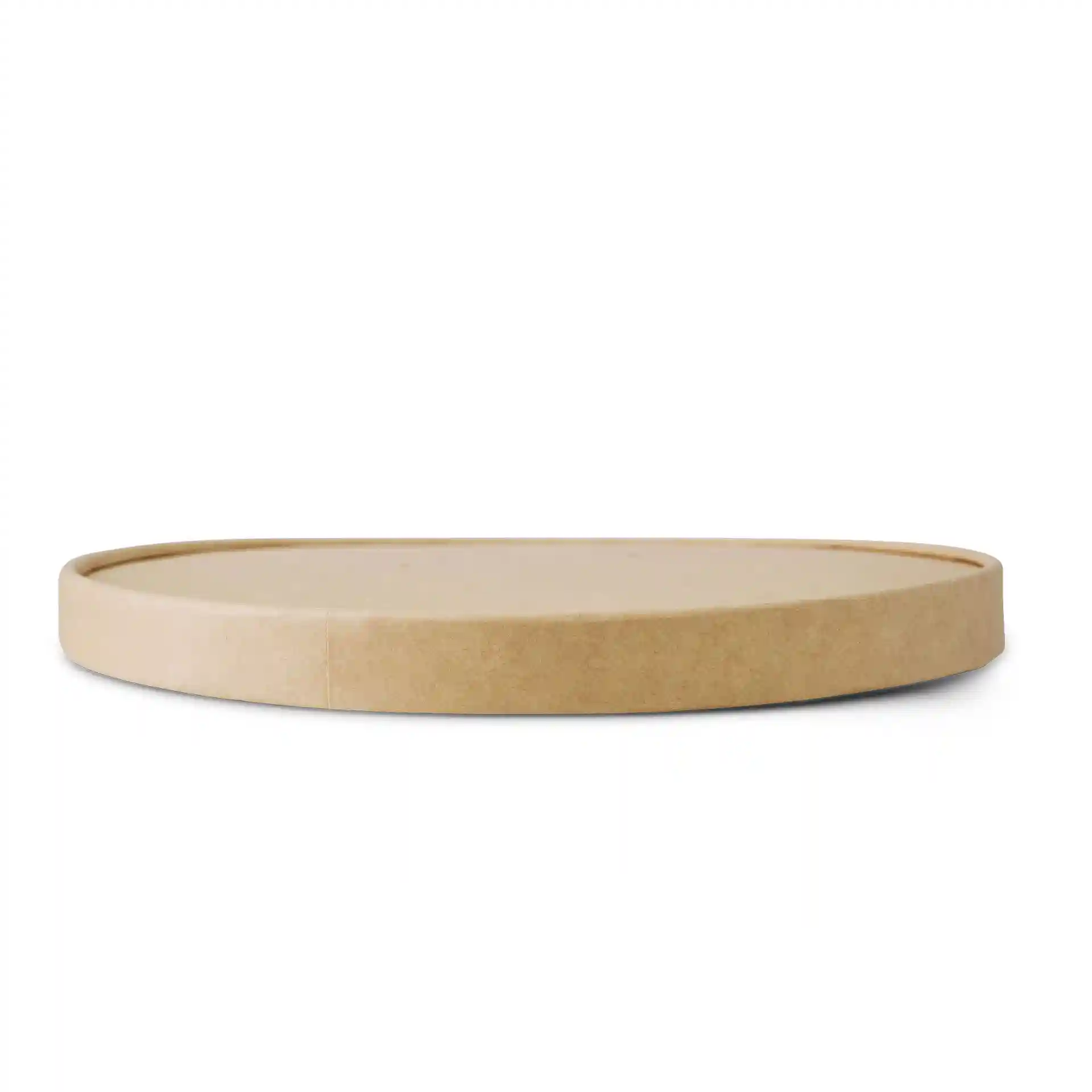 Round brown cardboard lid with a height of 17 mm and a diameter of 185 mm, featuring a smooth surface.