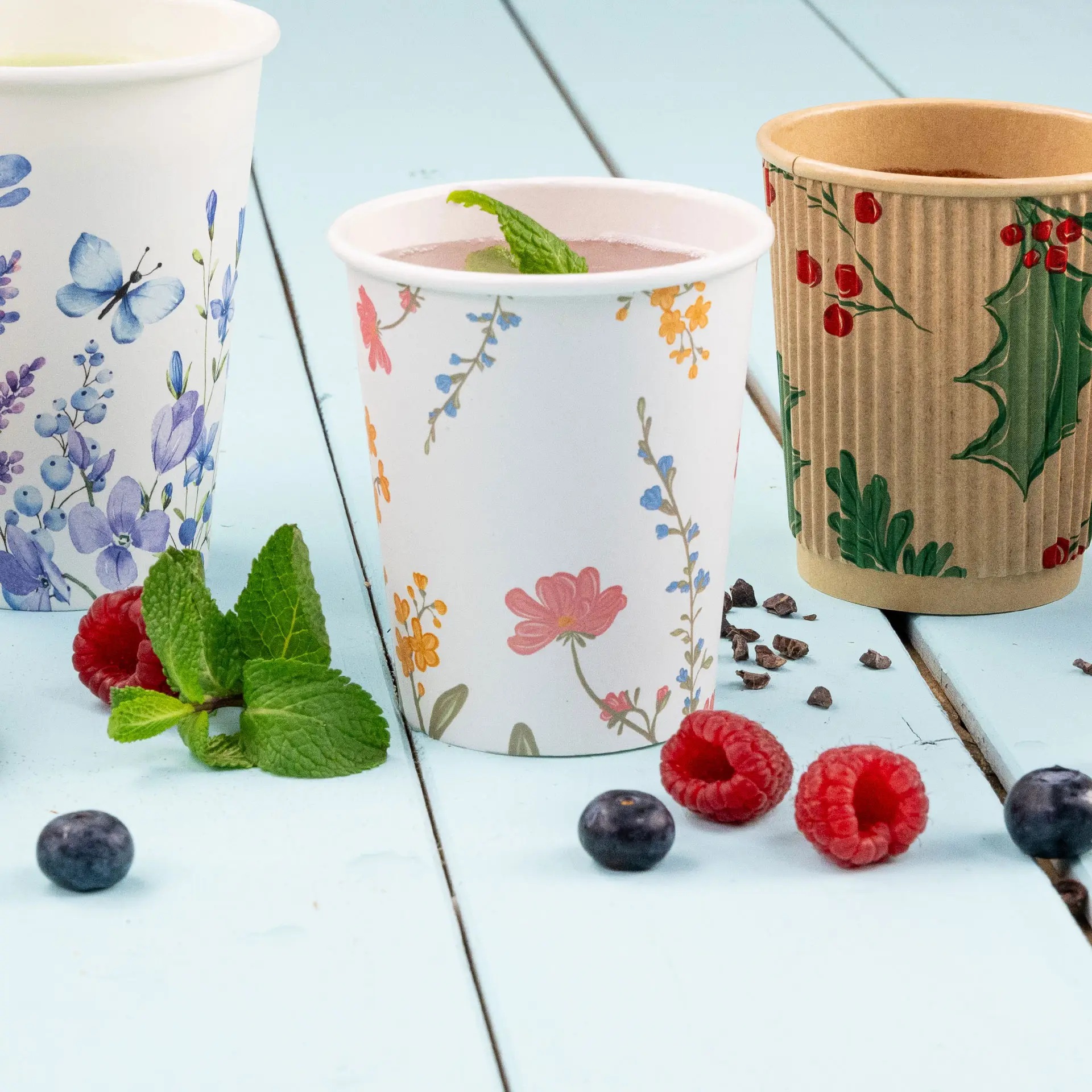 8 oz Paper cup printed with "Spring" (coated), Ø 80 mm, white