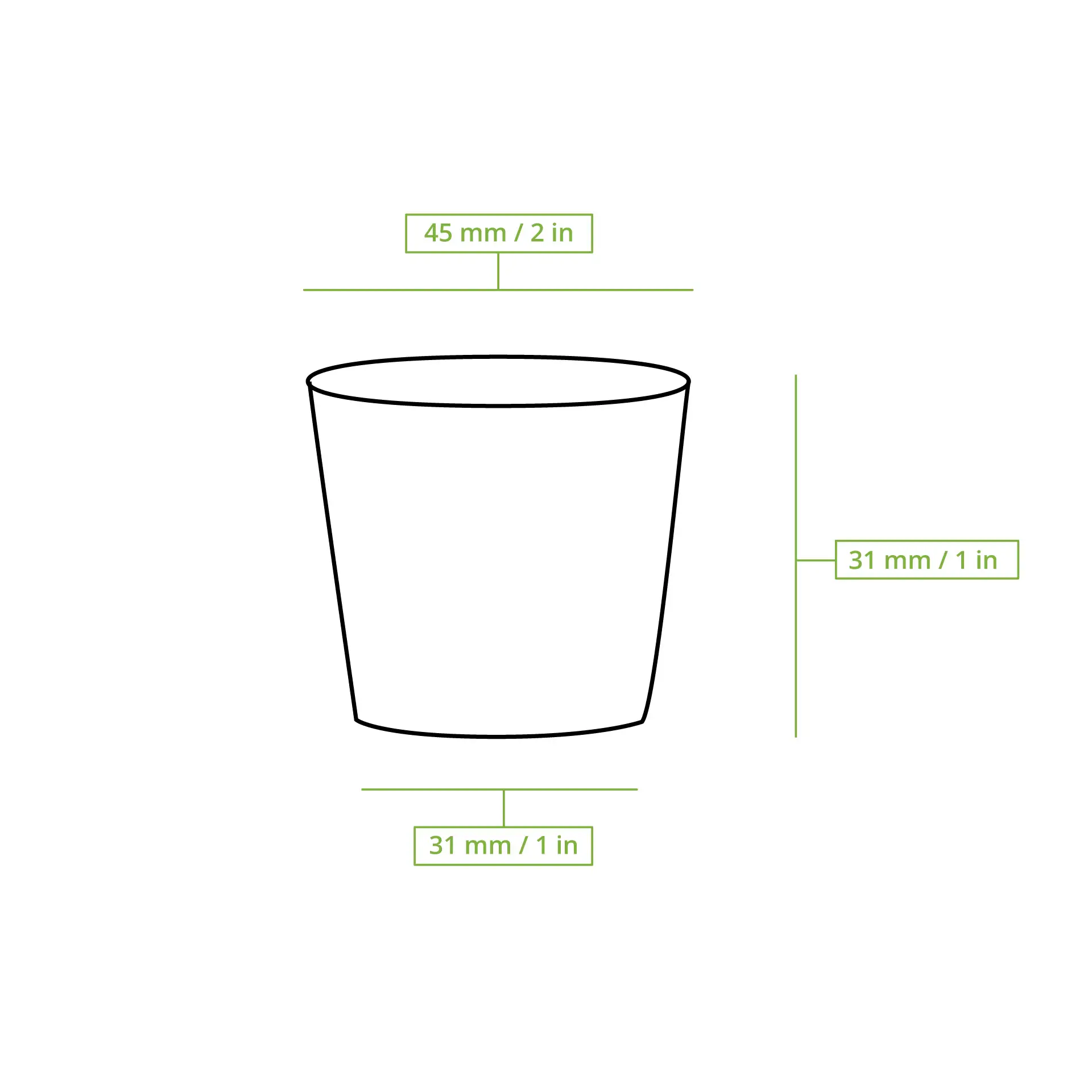 Portionsbecher aus PLA 30 ml, Ø 45 mm Portionsbecher aus PLA 30 ml, Ø 45 mm