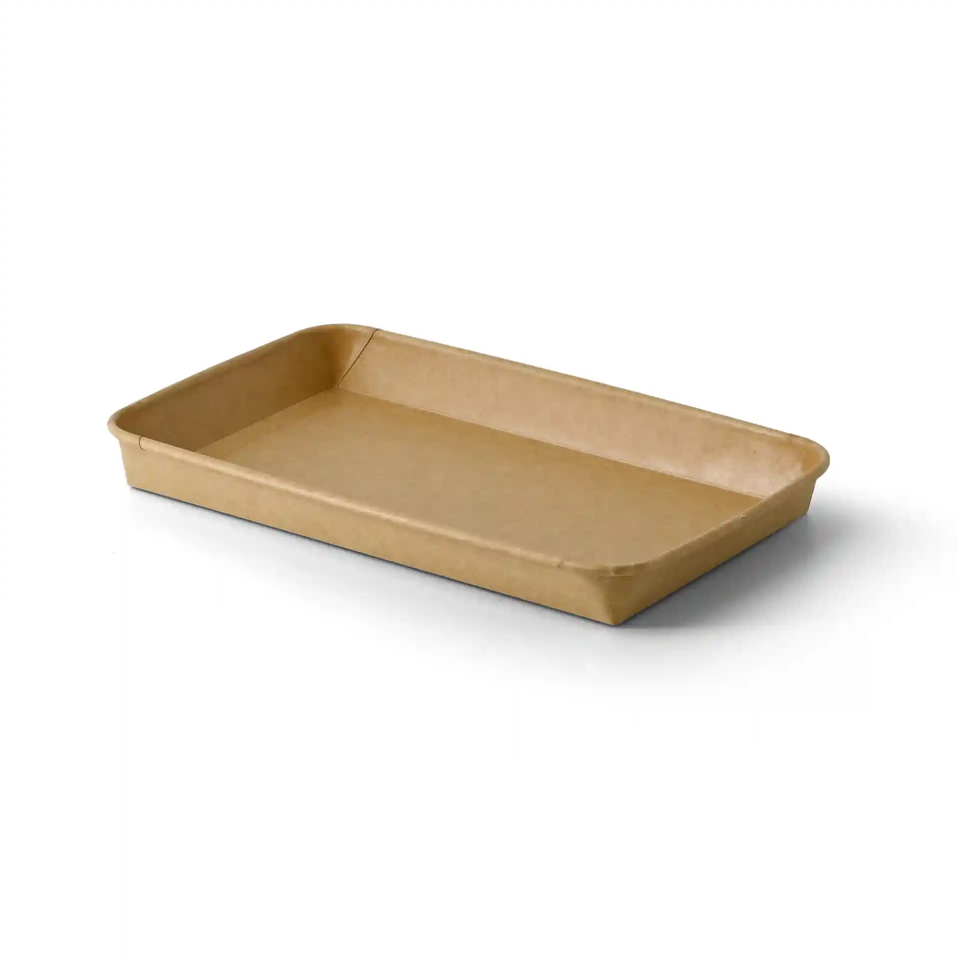 Brown rectangular sushi box with a PE-coated interior, measuring 24 x 15 x 3 cm.