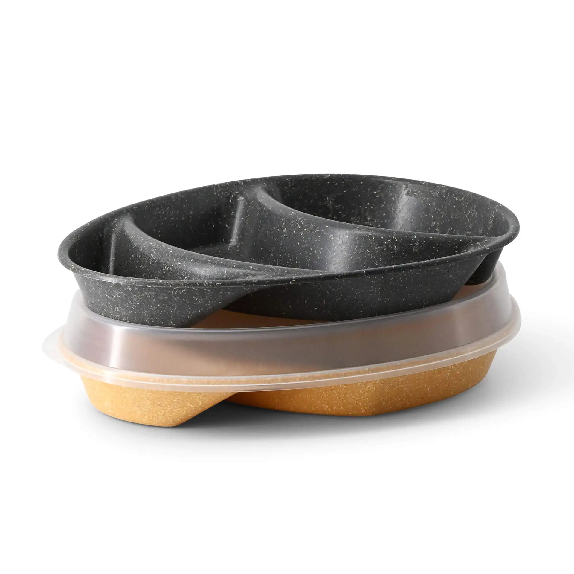 | 2 FOR 1 | Reusable divided plates "merways Plate" 27.5 × 20 × 3.5 cm, 3 compartments, teardrop, pepper / grey