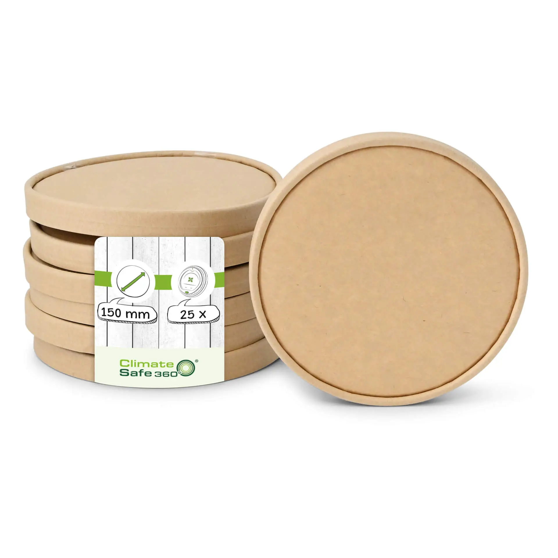 Cardboard-lids (eco-friendly coating) Ø 150 mm, brown