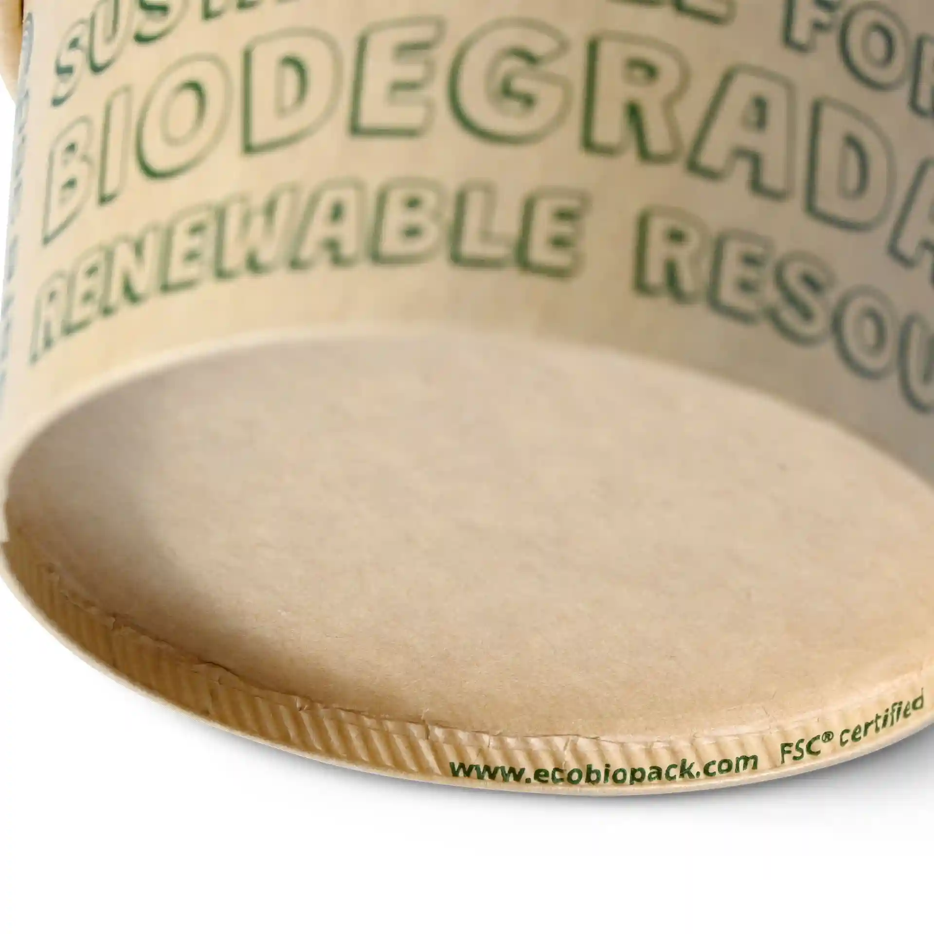 Brown paper ice cream cup with a round shape, showing the inner base and edge details.