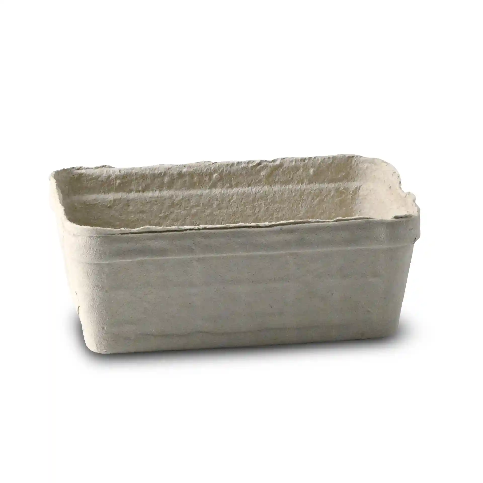 Rechteckige Beere-Punnet aus weißem Holzpulpe, 135 mm lang, 90 mm breit und 50 mm hoch.