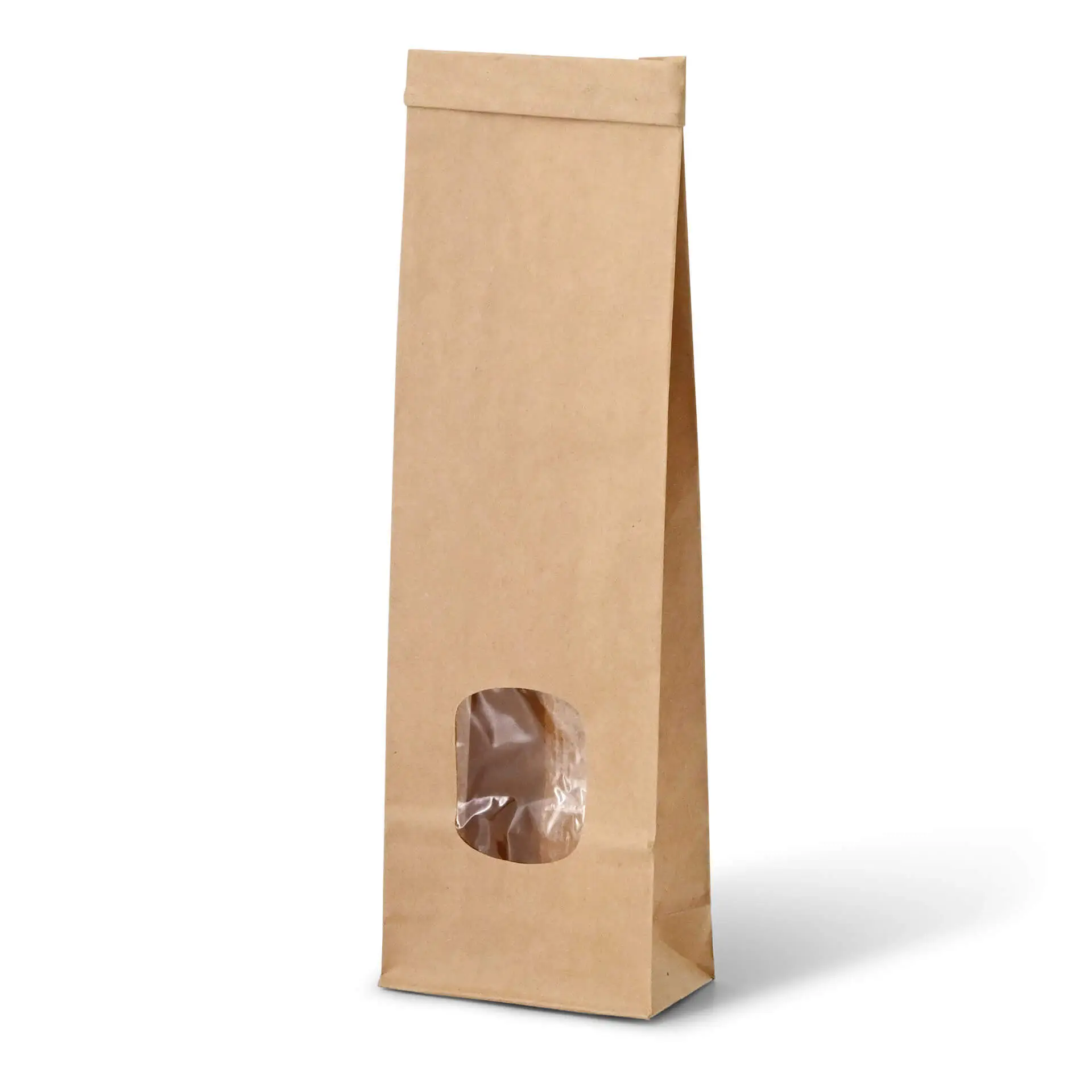 Blockbeutel m. Fenster XS, 7,5 x 4,5 x 24 cm, PP-Folie, braun, Clipband, Kraftpapier dre03990-blockbeutel-m-fenster-xs-75-x-45-x-24-cm-pp-folie-braun-clipband-kraftpapier-1