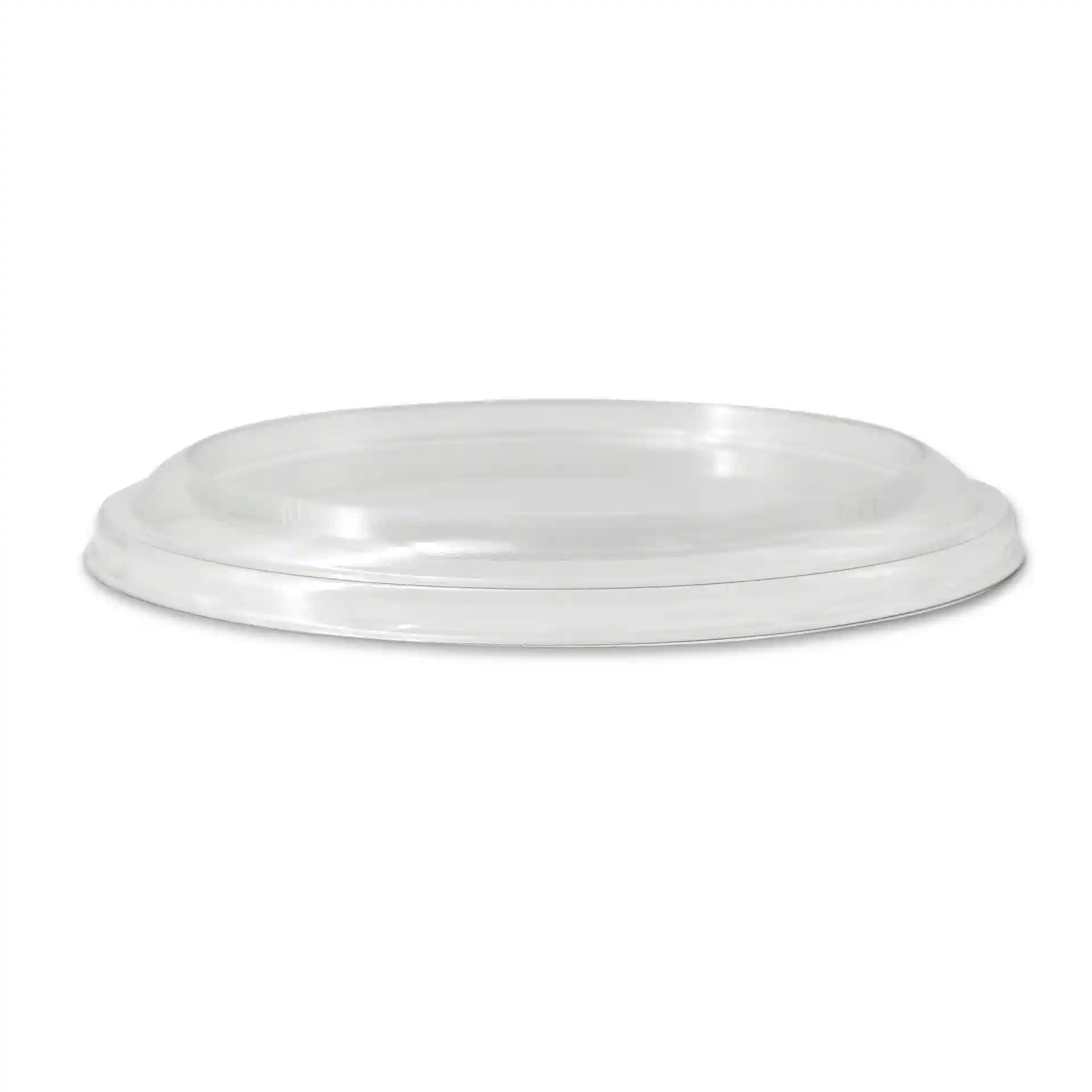 Transparenter rPET-Deckel mit einem Durchmesser von 123 mm und einer Höhe von 12 mm.