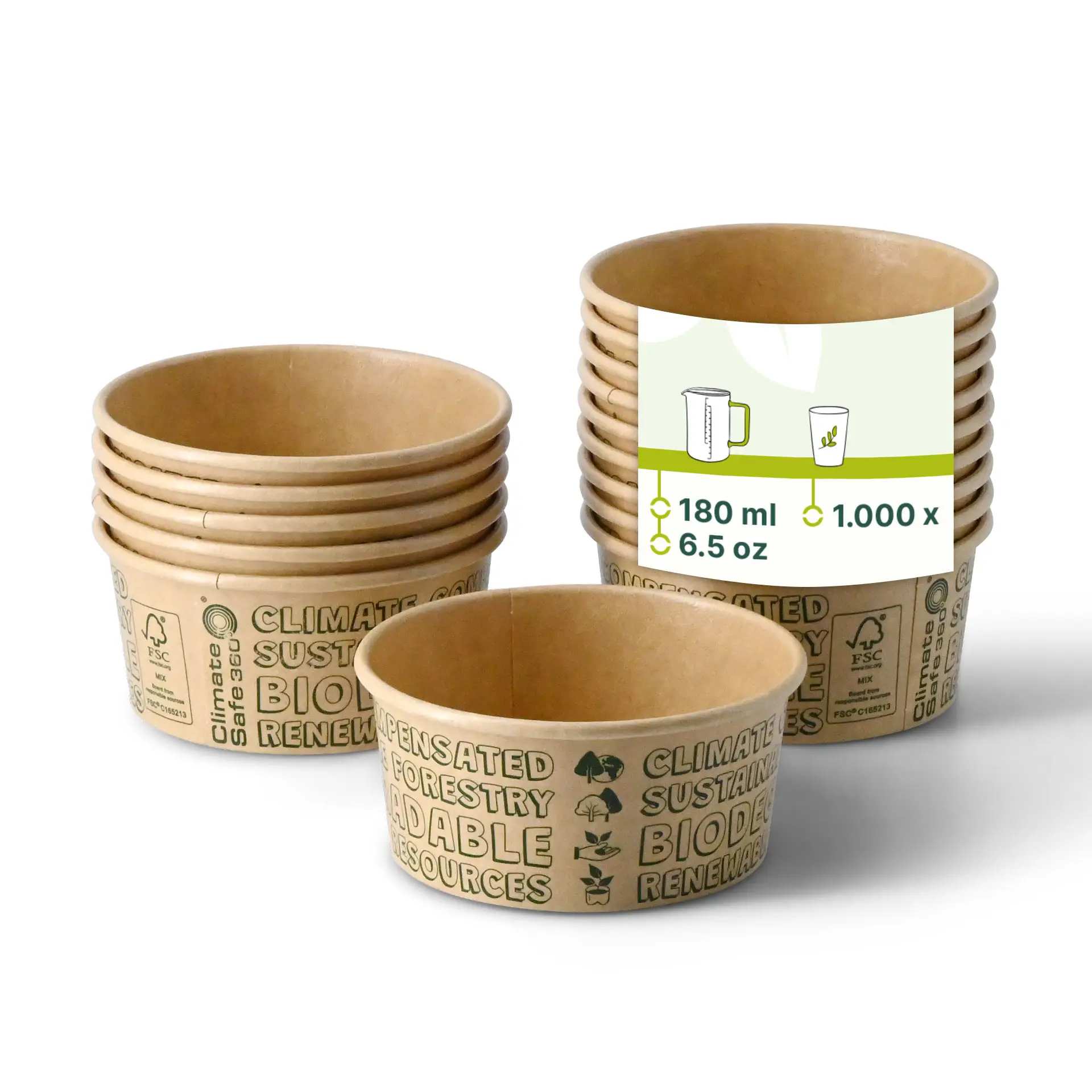 4 oz, max. 6 oz Paper Ice Cream Cups XS, Ø 92 mm, brown
