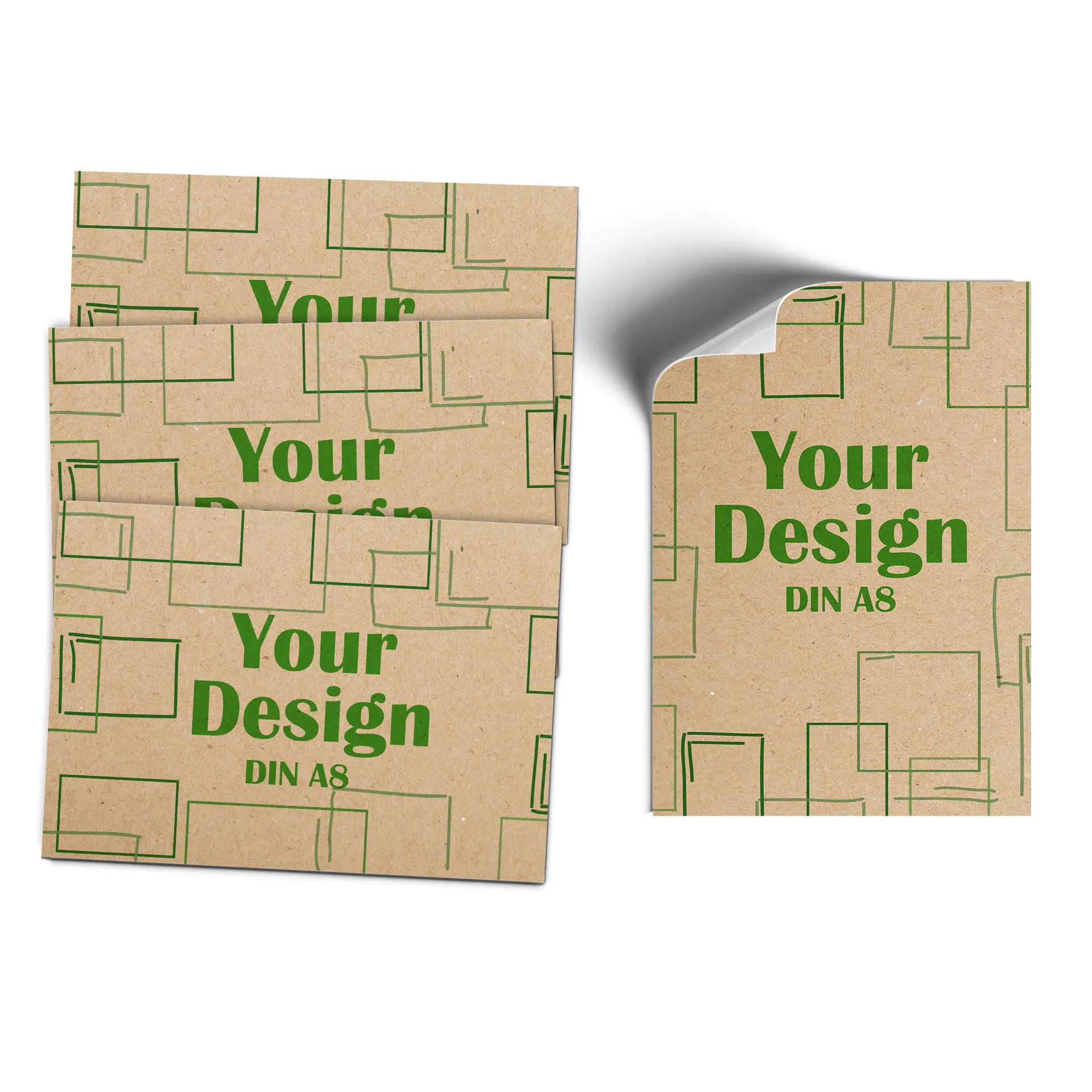 Etikettenrolle bedruckt, 70g Kraftpapier braun matt, rechteckig DIN A8